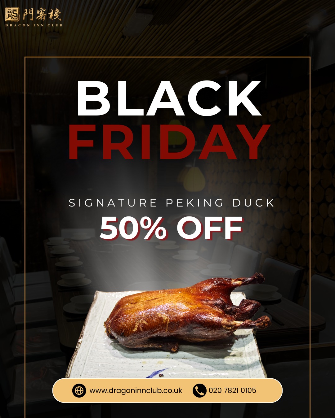 Black Friday brings the ultimate indulgence: 50% OFF our famous Peking Duck, exclusively for dine-in guests. Perfectly roasted, expertly sliced, and ready to be enjoyed with warm wraps. Celebrate the weekend with a flavour masterpiece.
#Dragoninclub #Sichuan #Sichuanhotpot #dimsum #london #pimilco #londonvictoria #buckinghampalace #chelsea #theatres