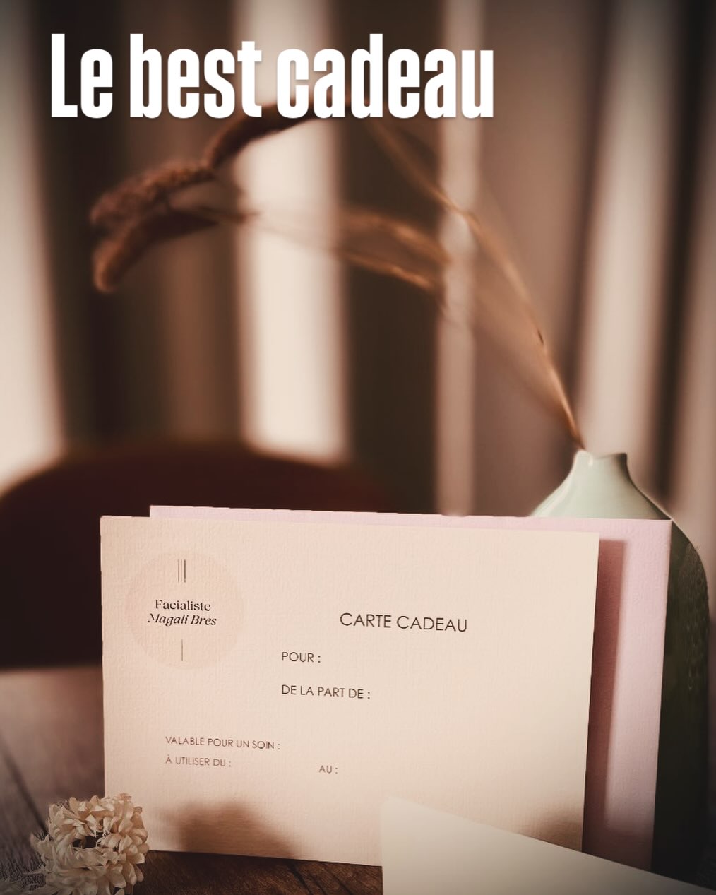 Disponible en version papier ou numérique.
La carte est valable 6 mois à compter de l’achat. Toutes les informations nécessaires pour prendre RDV avec moi seront indiquées sur la carte.
Uniquement sur rendez-vous
Facialiste Magali Bres
3 Rue d’Alger, Cannes.
La carte des soins sur mon site :
magalibres.com
#facialist #facialiste #cannes #soinvisage #cadeau #massagevisage #kobido