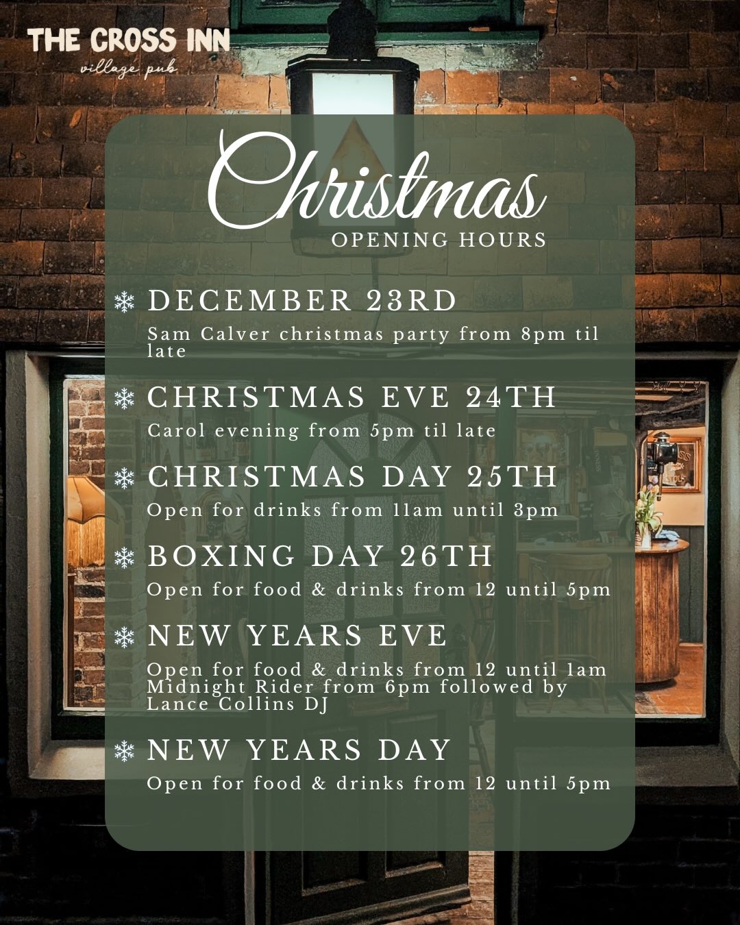 ๐Our Christmas opening hours ๐
Bookings recommended ๐
๐ผ