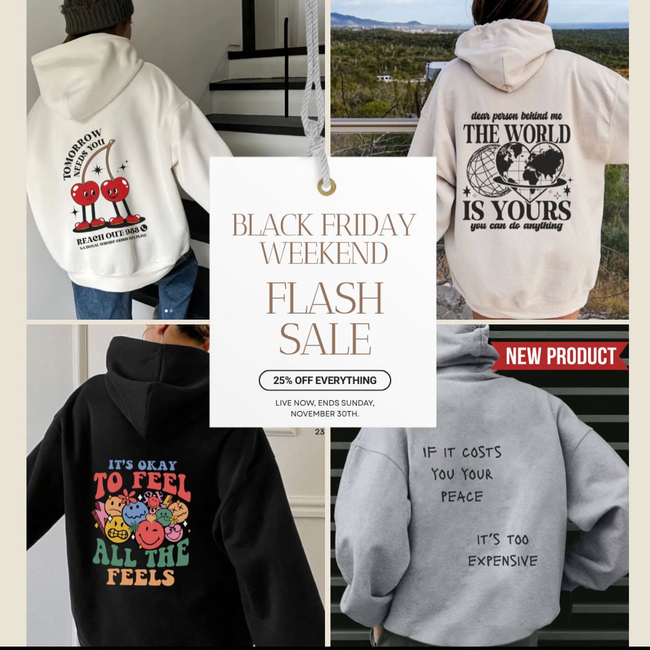 Black Friday is LIVE 🖤
Let’s get cozy for a cause, little layers of comfort that give back to mental health.
#BlackFridaySale #BlackFridayDeals #CozyForACause #MentalHealthMatters #EndTheStigma #HoodiesForHope #SupportMentalHealth #ShopForGood #GiftsThatGiveBack #SmallBusinessCanada