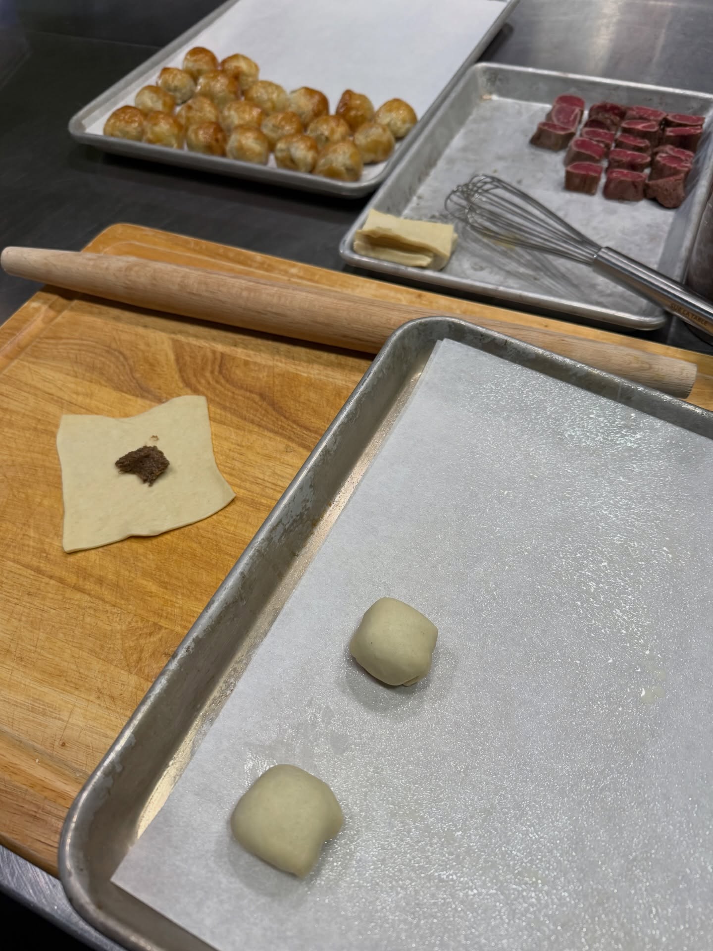 Some holiday bites
~ Mini Wagyu Beef Wellington
~ Mini Mozzarella Potato Croquette
~ Mini Crispy Polenta Bites w/Kaluga Hybrid Caviar
~ Amaretti
~ Double Chocolate Espresso Cookies
