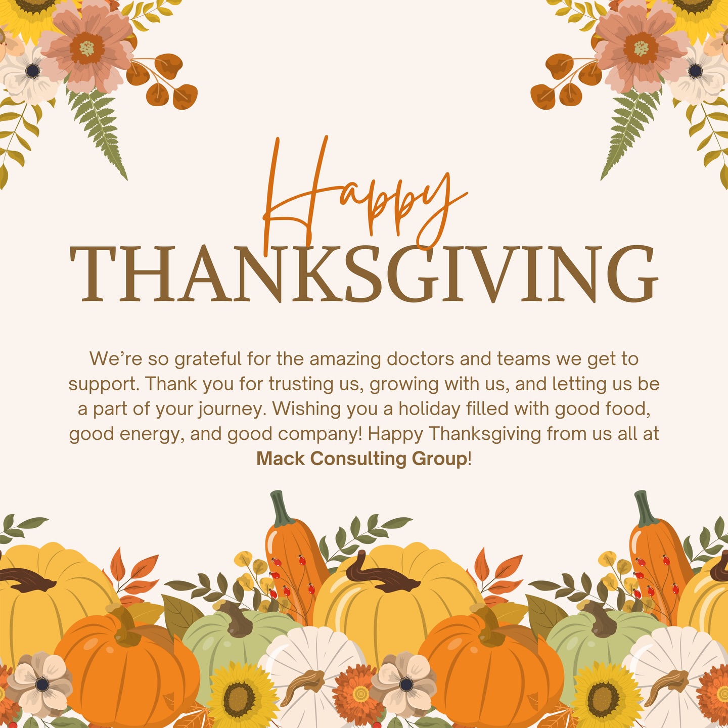 So much to be thankful for this year, especially the amazing practices we get to support. We appreciate you more than you know! Happy Thanksgiving from our team to yours. 🧡