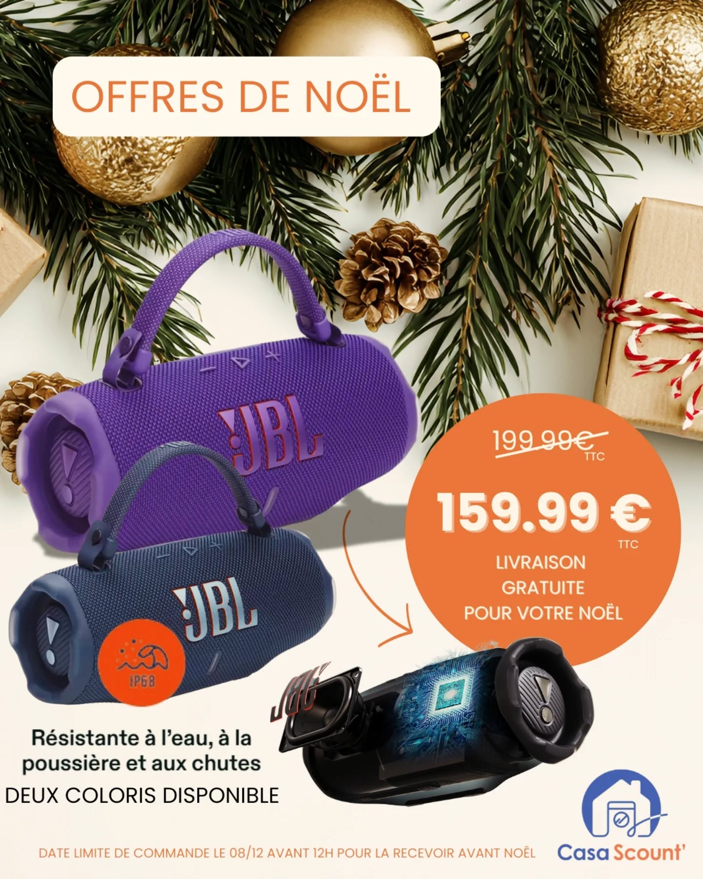 🎄 Les Offres de Noël continuent chez Casa Scount’ ! 🎁
Pour gâter vos proches (ou vous faire plaisir 😄), découvrez notre sélection d’enceintes JBL, idéales pour accompagner toutes vos fêtes et vos moments en extérieur en Balagne.
🔊 JBL – Résistante à l’eau, à la poussière et aux chutes (IP68)
💜 Deux coloris disponibles
✨ Prix spécial : 159,99 € TTC au lieu de 199,99 €
🚚 Livraison GRATUITE en Balagne pour Noël
Chez Casa Scount’, nous mettons en avant :
🏡 Notre service de proximité.
⚡ Une réactivité et un accompagnement réel, avant et après votre achat
🎯 Des produits sélectionnés pour leur qualité, leur fiabilité et leur durabilité
Commander local, c’est soutenir une entreprise de Balagne engagée pour vous offrir des prix justes et un service professionnel, tout en restant proche de vos besoins.
📦 Date limite de commande : 08/12 avant 12h pour être sûr de recevoir votre enceinte avant Noël.
Limite de stock.