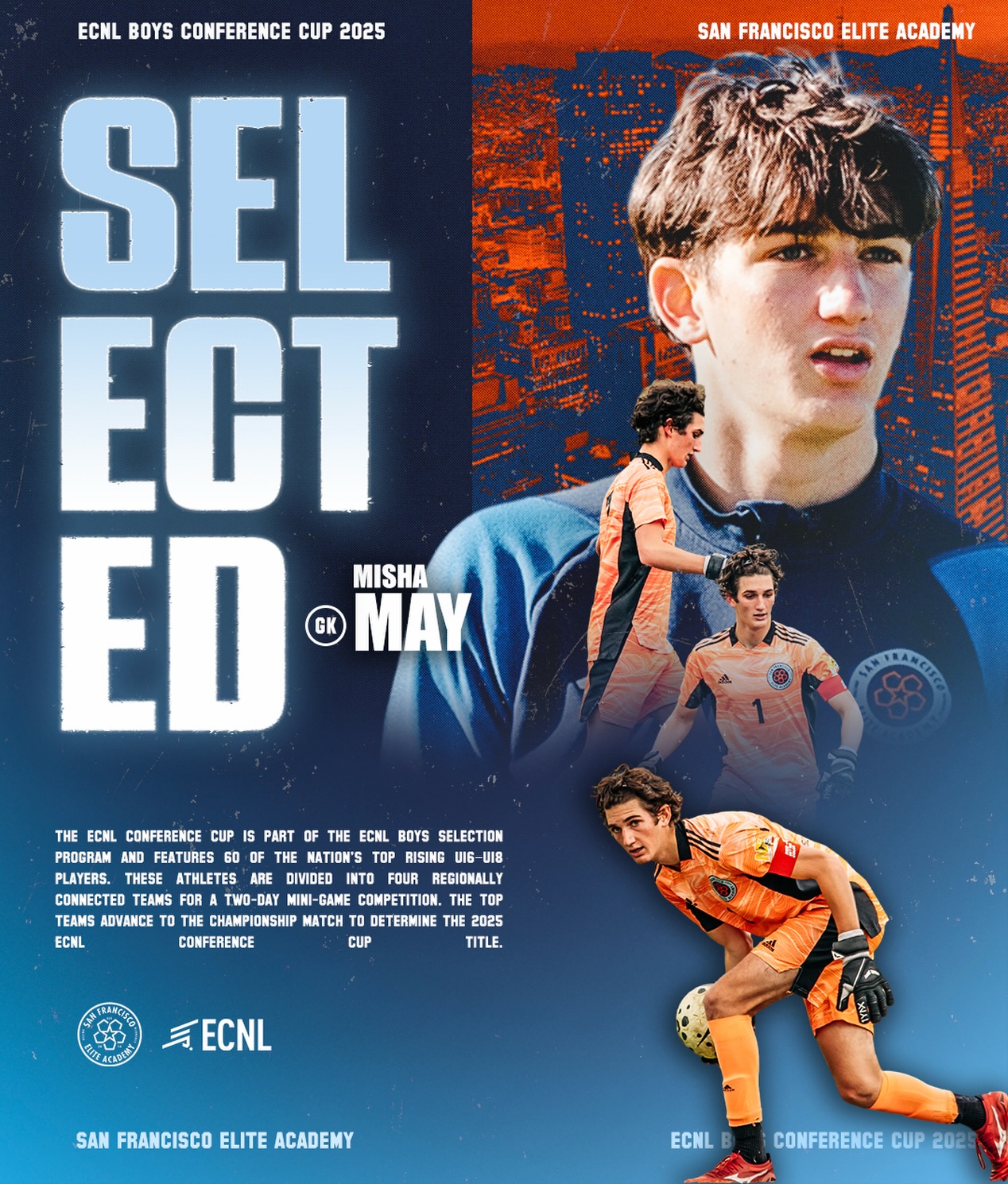 Misha’s story with us has been unfolding for seven years, and it’s always had that “you’re gonna want to remember this kid” energy. From the moment he first put on the gloves, he’s been building a reputation brick by brick, save by save, season by season.
And he hasn’t just done it as a goalkeeper. He’s done it as the captain. The steady voice. The backbone. The guy everyone trusts when the game gets loud.
Now he’s added a whole new plot twist: one of only 60 players in the entire country selected for the 2025 ECNL Boys Conference Cup. A captain and goalkeeper breaking into a roster that competitive? That’s the kind of chapter most players dream about.
From long nights training in the City to stepping onto a national stage built for the best of the best, Misha’s path has been nothing but consistency, grit, and big-game mentality. The presence. The focus. The saves that feel like stolen goals. It’s all part of the story he’s writing.
This moment’s huge. And it still feels like page one.
#ForTheBay | #SiempreComoUno