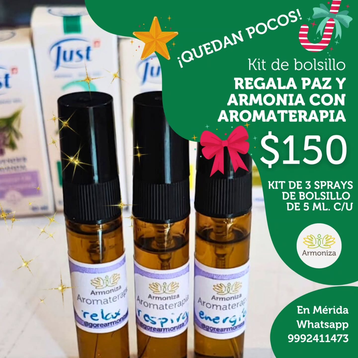 Regala bienestar y armonía con este Kit de bolsillo de aromaterapia. Tiene combinación para relajarte, respirar mejor y tomar energía. Todos son aceites Just 🫶🏻🌿 Promoción para esta semana en Mérida, quedan poquitos, aparta el tuyo 🪷🙏🏻💕
#aromaterapia #just #merida #respira #regalosoriginales #regalosdenavidad #navidad