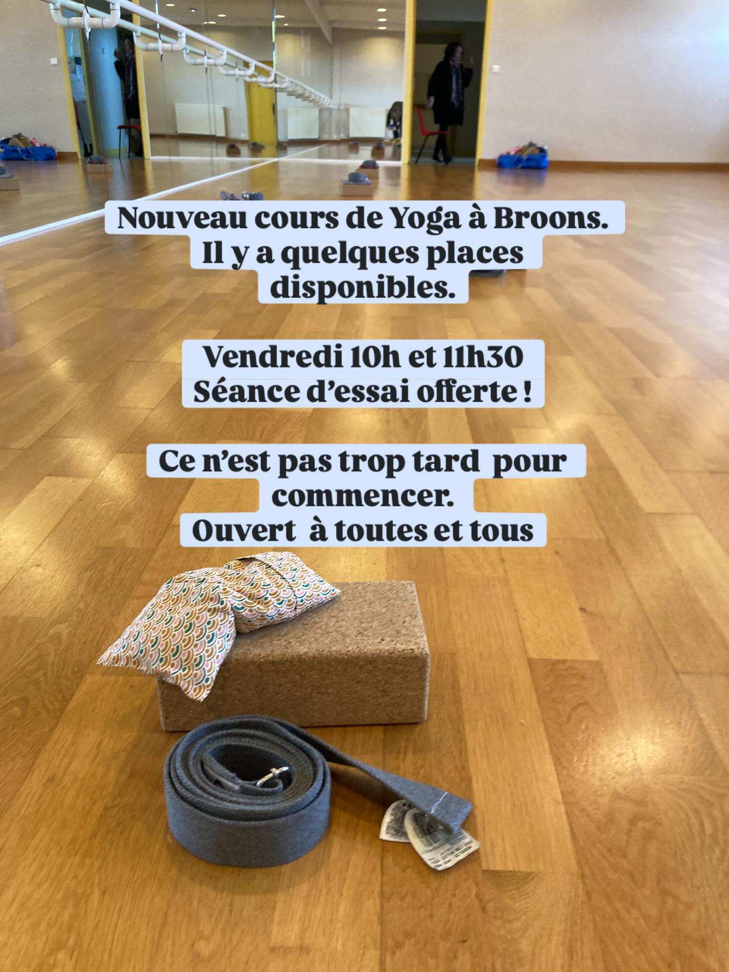 Nouveau cours de Yoga à Broons. Il y a quelques places disponibles.
Vendredi 10h et 11h30
Séance d’essai offerte !
Ce n’est pas trop tard pour commencer.
Ouvert à toutes et tous
