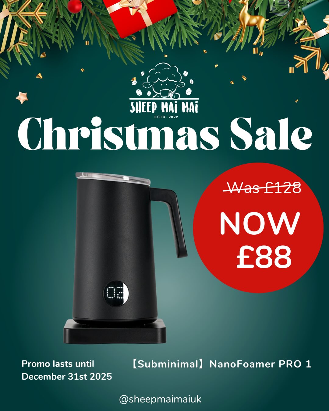 🎄 CHRISTMAS LIFESTYLE EDIT ✨
The festive season is upon us, and this special edit is for the pour-over enthusiasts who believe every Christmas morning deserves a ritual-worthy brew ☕🎁
Five handpicked gems that turn slow coffee into pure holiday magic:
✨ NanoFoamer Pro 1 – silky microfoam in seconds, no steam wand needed
✨ Hario Switch V60 Dripper – the ultimate hybrid for immersion or classic pour-over
✨ Minos BrewKettle – precision spout gooseneck kettle for total flow control
✨ Hario Tsukiyama Olive Wood Pure Gold Dripper – limited-edition beauty that brews like a dream
✨ Minos Pour Over Dripper – sharp ridges, flawless extraction, barista-approved
Elevate your home ritual or gift someone the joy of golden-hour cups and perfect blooming this Christmas. Because the best moments begin with a mindful pour-over 🐑💚
More festive surprises dropping soon… 👀
🌍 Worldwide shipping available
📍 In-store at 111 Water Lane, Leeds
🛒 Shop now: www.sheepmaimai.co.uk
#Sheepmaimai #ChristmasLifestyle #PourOverCoffee #CoffeeLovers #NanoFoamerPro #HarioSwitch #MinosBrewKettle #HarioTsukiyama #MinosDripper #SlowCoffee #HomeBarista #FestiveSeason #CozyLiving #GiftIdeas #ShopSmallUK #WorldwideShipping