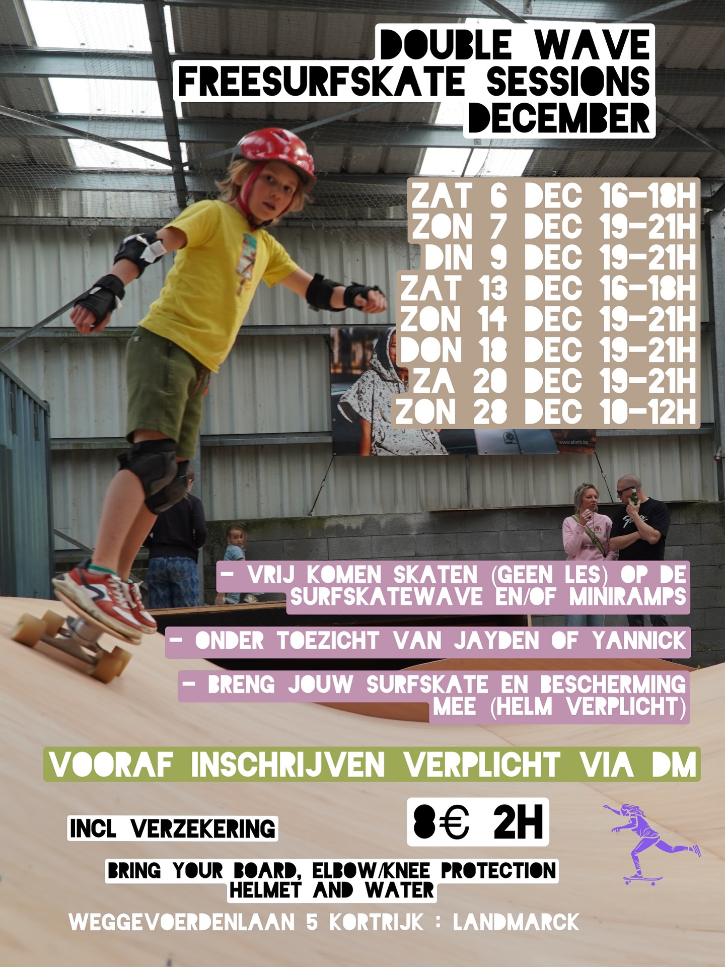 Beste surfskate peeps!
Wil jij in DECEMBER onze double trouble surfskate wave cruisen?
Goed nieuws: hier heb je het maandoverzicht:
Dit is geen les, maar je mag vrij gebruik maken van de dubbele surfskate wave en miniramps onder toezicht van Jayden of Yannick.
DE BABYRAMP KREEG EEN NIEUW LAAGJE DUS IS TERUG TOP!!!
Vooraf inschrijven is verplicht via DM.
8€ pp voor 2h
Incl verzekering
Breng je eigen board mee en bescherming is verplicht (helm, kniebeschermers, etc.).
Let’s roll!
Thnx to our sponsors @absrb.be @brackxed_ @slam_surfboards @rippin_eye_surfboards @zimbashop @blackboxboulder @thomasvandemeulebroucke @v_fox_tattoo
DM TO SUBSCRIBE 🤗
#surfskate #surfskatewave #surfskatesession #soulpeople #soulgoodiez #letsroll