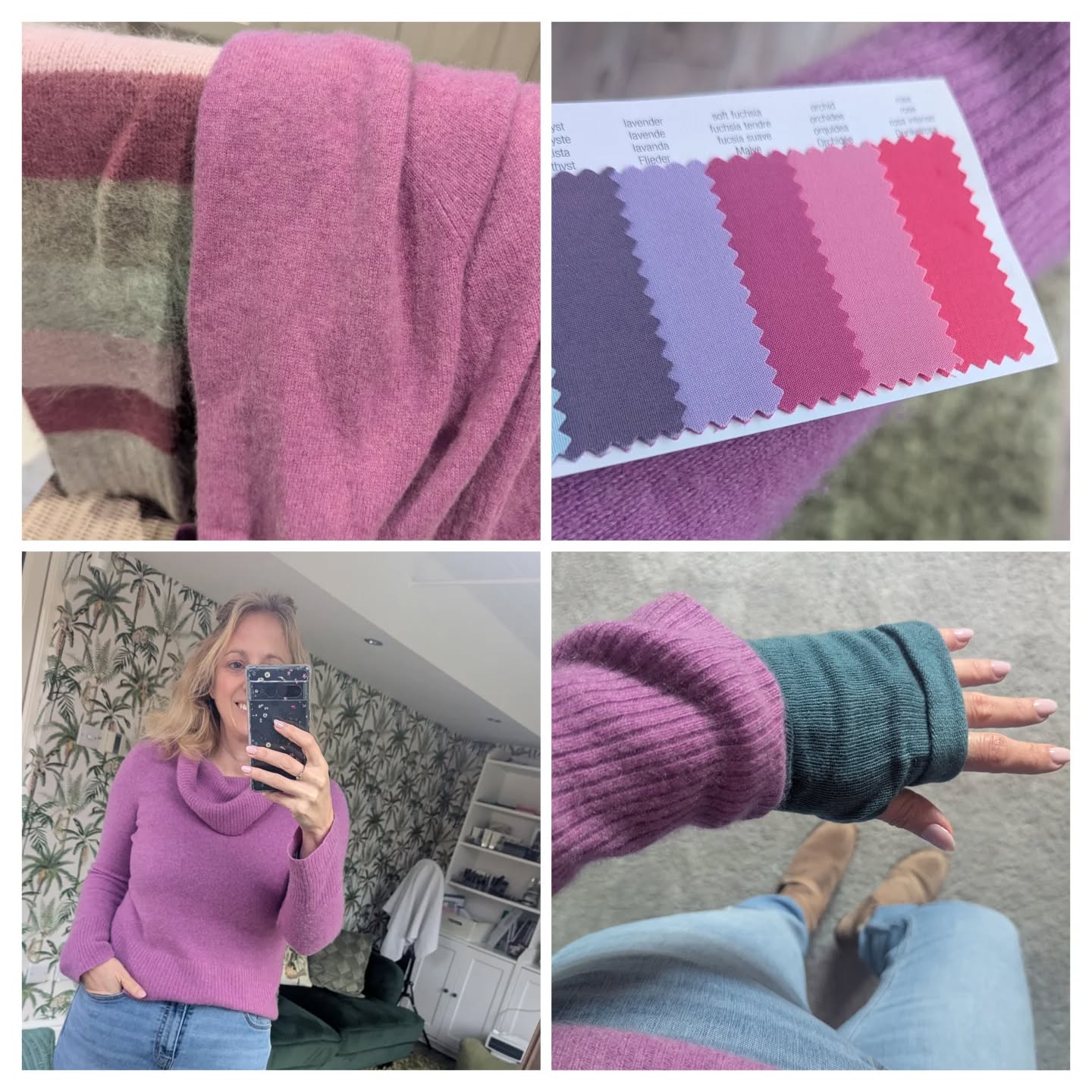🩷 Your colours wallet is super useful for online or in person shopping. Just make sure your items match or are a close friend with your colours.
💜 Adding 2 more jumpers to my cashmere collection from @vinted which I know for certain work with everything else in my wardrobe, because they match the colours in my swatches.
🩷 Your fabric swatch wallet is your best friend, source of inspiration, comfort and confidence giver 🥰
✨ If you've already seen me and understand your colours then do consider a return visit for inspiration during an advanced colour session, or give the gift of confidence this Christmas with one of my gift vouchers.
#colourmebeautuk #colourwithconfidence #oxfordshopping #oxfordstylist #topstylist