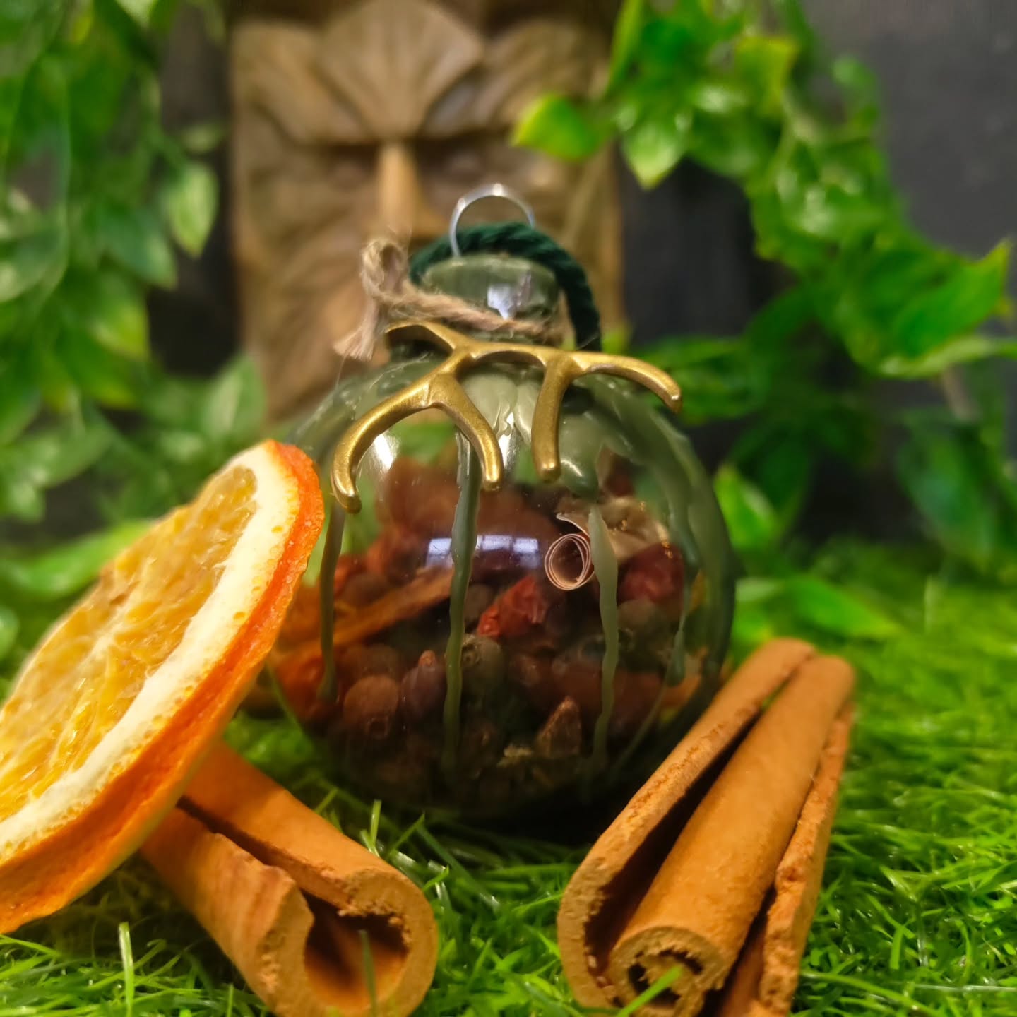 Good morning Wytches, still looking for the perfect gift?
How about our Oak King Wytches Ball?
Hang in your home or window to protect your home and welcome the abundance of the season of growth. Let the Sun bathe your home in light, prosperity and joy.
The Oak King is one half the Green man, lord of the Season of Growth, he and the Holly King battle it out over the Year, a yearly cycle of light vs dark.
Made from Glass, the blend inside contains Oak Bark, Rowan Berries, Juniper Berries, and Cinnamon, Contains a Scroll inside with a Sigil and Spell for Protection and Growth.
Sealed with Green Beeswax, with Antler charm. And Green Cord.
The final product is charmed and blessed in our signature way.
On sale in the shop and on the website, £12.95 https://www.thecunninggrove.co.uk/product-page/oak-king-wytches-ball
See you all soon!
Remember we are open 11-3 today
Blessings of the Land Sea and the Sky ❤️❤️❤️❤️