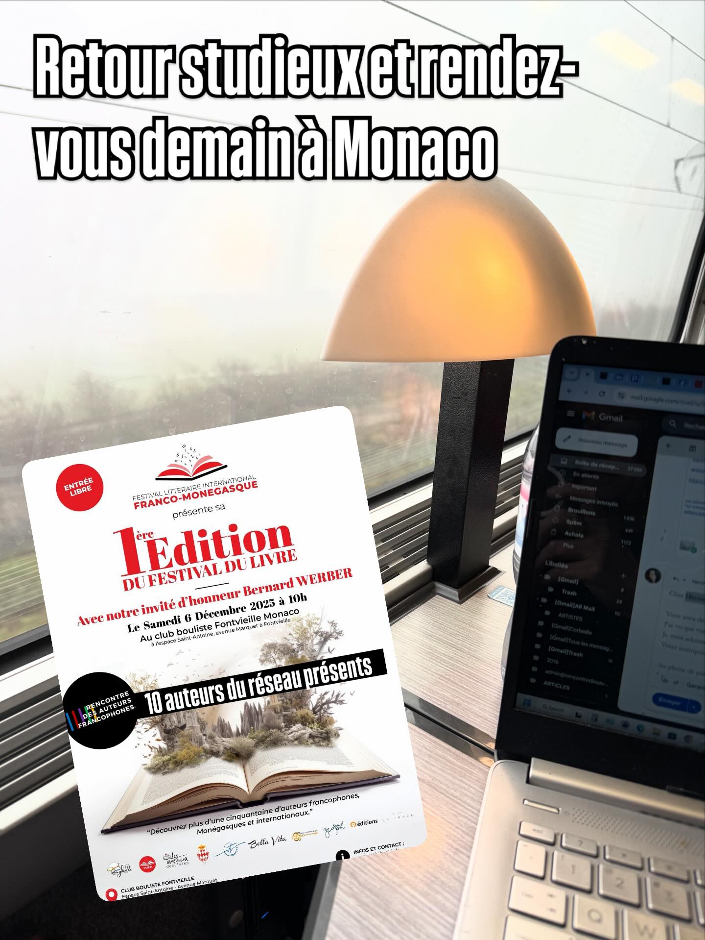 Au revoir Paris.
Retour dans le sud de la France et ses nombreux projets.
Le 15 janvier nous lançons le Festival UN LIVRE I UN DESTIN I CANNES au Carlton avec le dîner de gala fondateur.
En attendant, les éditions Rencontre des Auteurs Francophones seront présentes demain à ce nouveau rendez-vous littéraire monégasque.
L’occasion de vous présenter notre maison d’édition mais surtout notre réseau international.
À demain.
#rencontredesauteursfrancophones #unlivreundestin #cannes #monaco