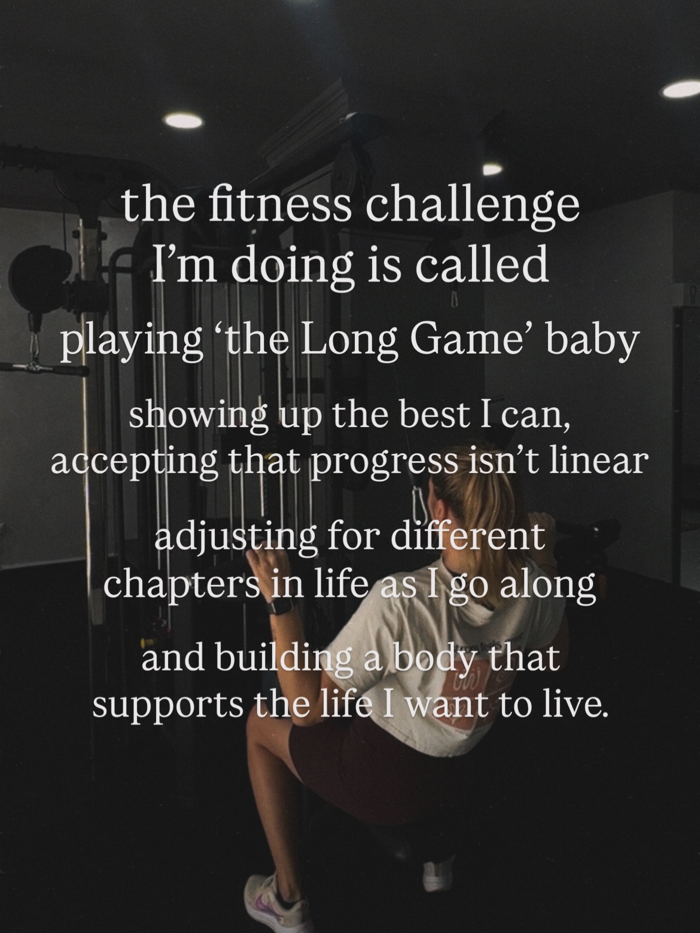 What do you say 👉🏻 want to join this challenge?!
May as well start playing the long game because it’s really the only one that matters.
I saw a post the other day about “playing the long game” and I cannoooooot agree more! (Credits to original creator, I don’t remember your name🙏🏻)
Quick sprints can have their place but those holiday snacks or extra carbs do not need to be earned.
You can still show up, adjust, and do the work that actually moves you forward.
And if you want a place to start? Join The Longest Chapter 🫶🏼. The perfect program for playing the long game.