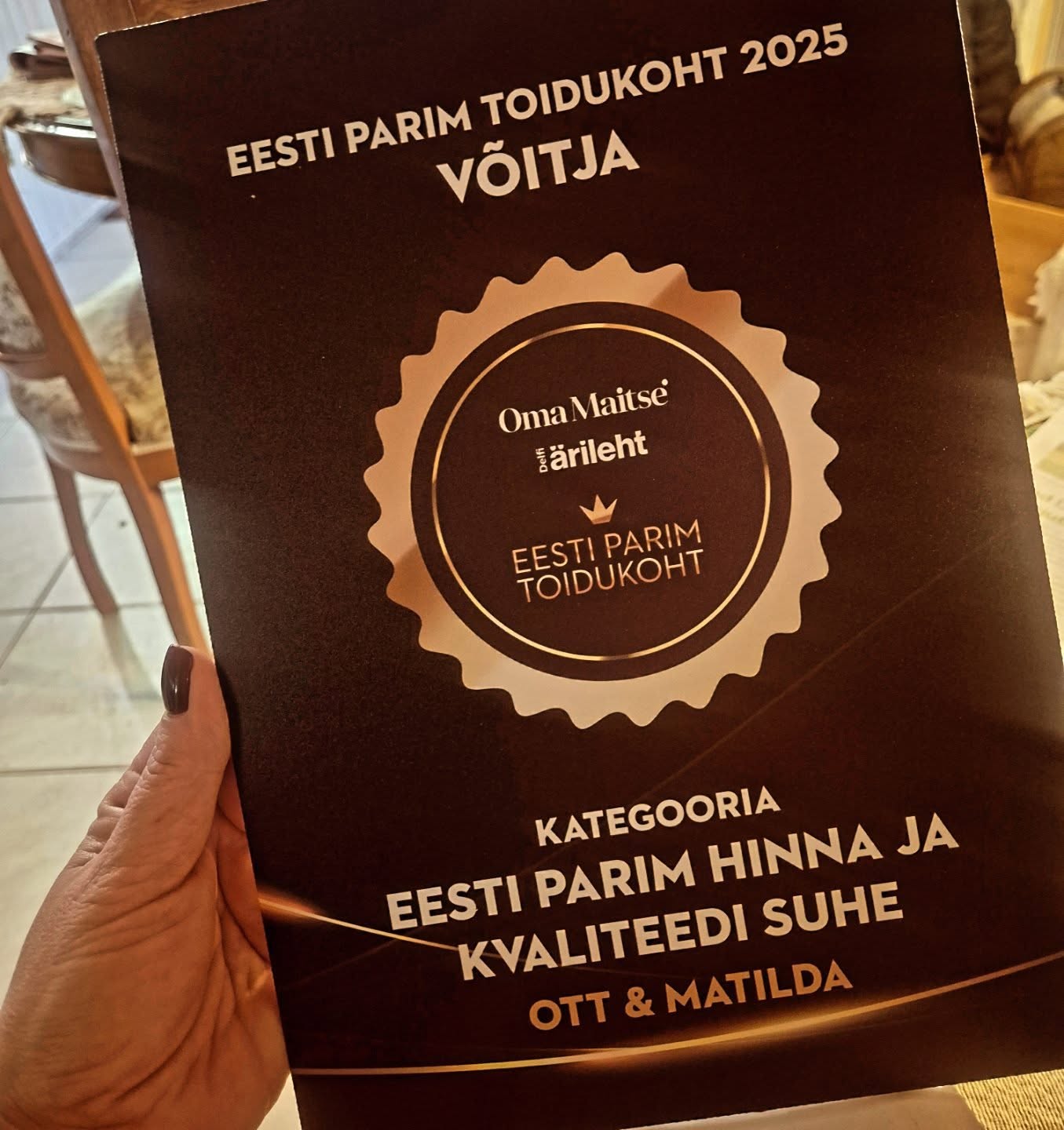 Eesti parim hinna ja kvaliteedi suhe 2025 🏆
Aitäh!
Ott&Matilda valiti Eesti parimaks hinnalt ja kvaliteedilt Oma Maitse ja Ärilehe rahvahääletusel.
Tere tulemast Laulasmaale
#ärileht #omamaitse_ajakiri @omamaitse_ajakiri @aripaev.ee