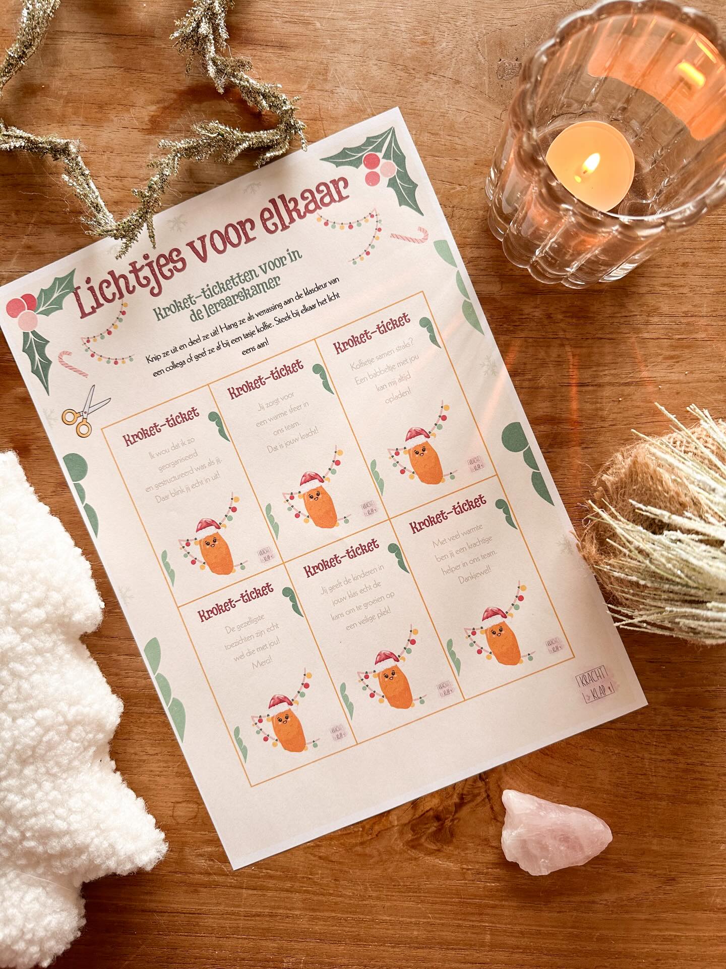ADVENT IN DE LERAARSKAMER 🤎🎄
Breng de kerstmagie in de leraarskamer met deze kroket-ticketjes.
🎄Print een aantal exemplaren af en leg ze in de leraarskamer.
🎄Knip de kaartjes uit en bezorg ze aan een collega passend bij het compliment. Geef het bij een tasje koffie, hang het als verrassing aan de klasdeur of verstop het tussen het verbeterwerk…
Kortom, steek deze advent het licht eens extra aan bij jouw collega’s! 🤎
Ik neem ze vanaf morgen ook mee op pad richting de klassen waar ik leersteun geef!
Wil jij de download graag? Reageer dan het woord KROKET op deze post en de ticketjes vallen jouw DM’s binnen 😍
#verbinden #team #onderwijs #school #collega #complimenten #groepsdynamiek