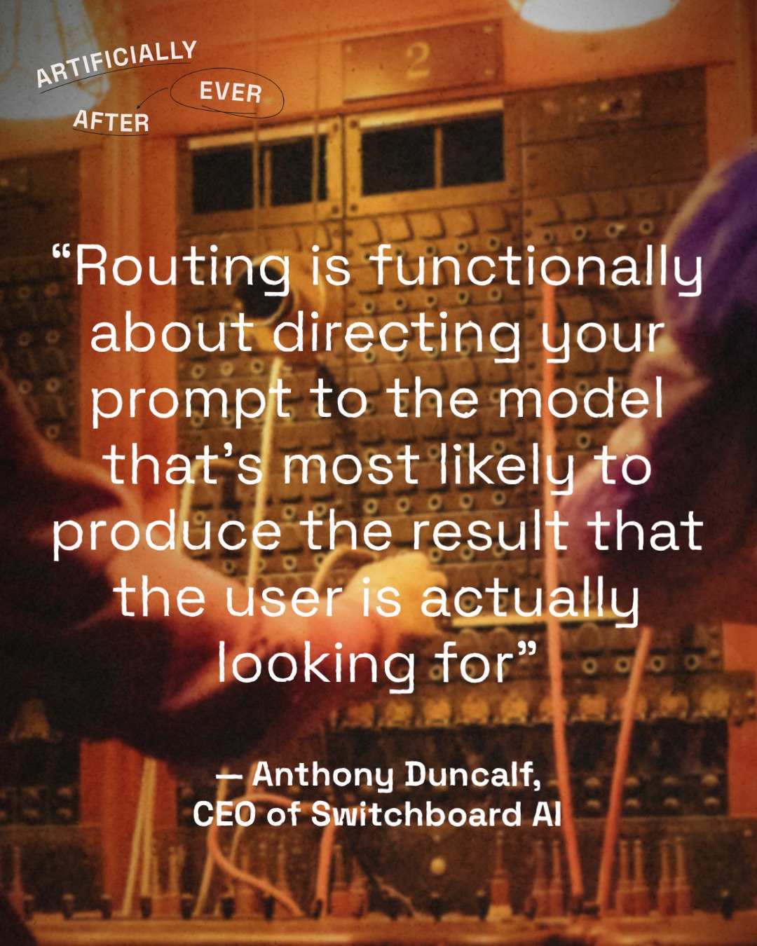 Picking an AI model isn’t about finding “the best” one... it’s about sending your prompt to the model most likely to give you the answer you actually need. ⚡️
In our latest episode, we chat with Anthony Duncalf, CEO of Switchboard AI, about routing, model choice and why context matters more than hype.
🎧 Listen now wherever you get your podcasts.
#ArtificialIntelligence #MachineLearning #AI #TechPodcast #Technology #BigTech #ArtificiallyEverAfter