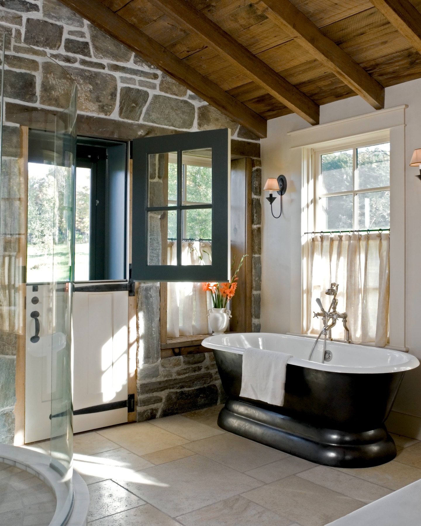 Looking back at our Rustic Elegance project, this house had undeniable charm. Featuring original stone walls, exposed beams, and a Dutch door, we delivered the primary bathroom with finishes to make it feel as if you were stepping through a portal to a storybook escape.
design: @sargentdesigncompany
📷: @robkarosisphoto