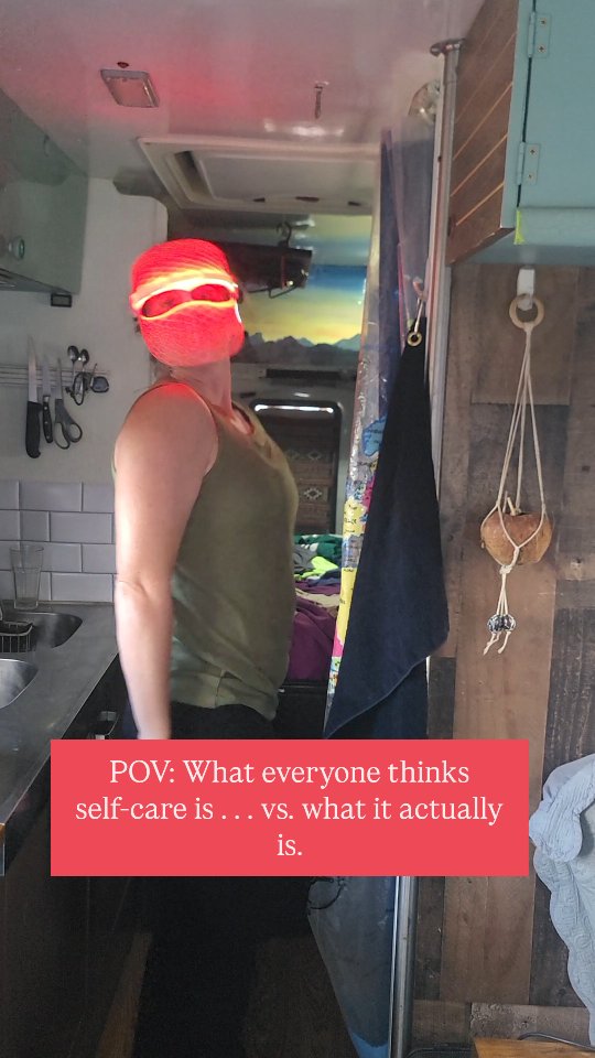 Self-care isn't always a bubble bath and candles . . . sometimes, it's LED face masks, dancing while doing your laundry, and figuring it out as you go.
#selfcare #pov #expectationvsreality #selfcarehumor #relatablereel