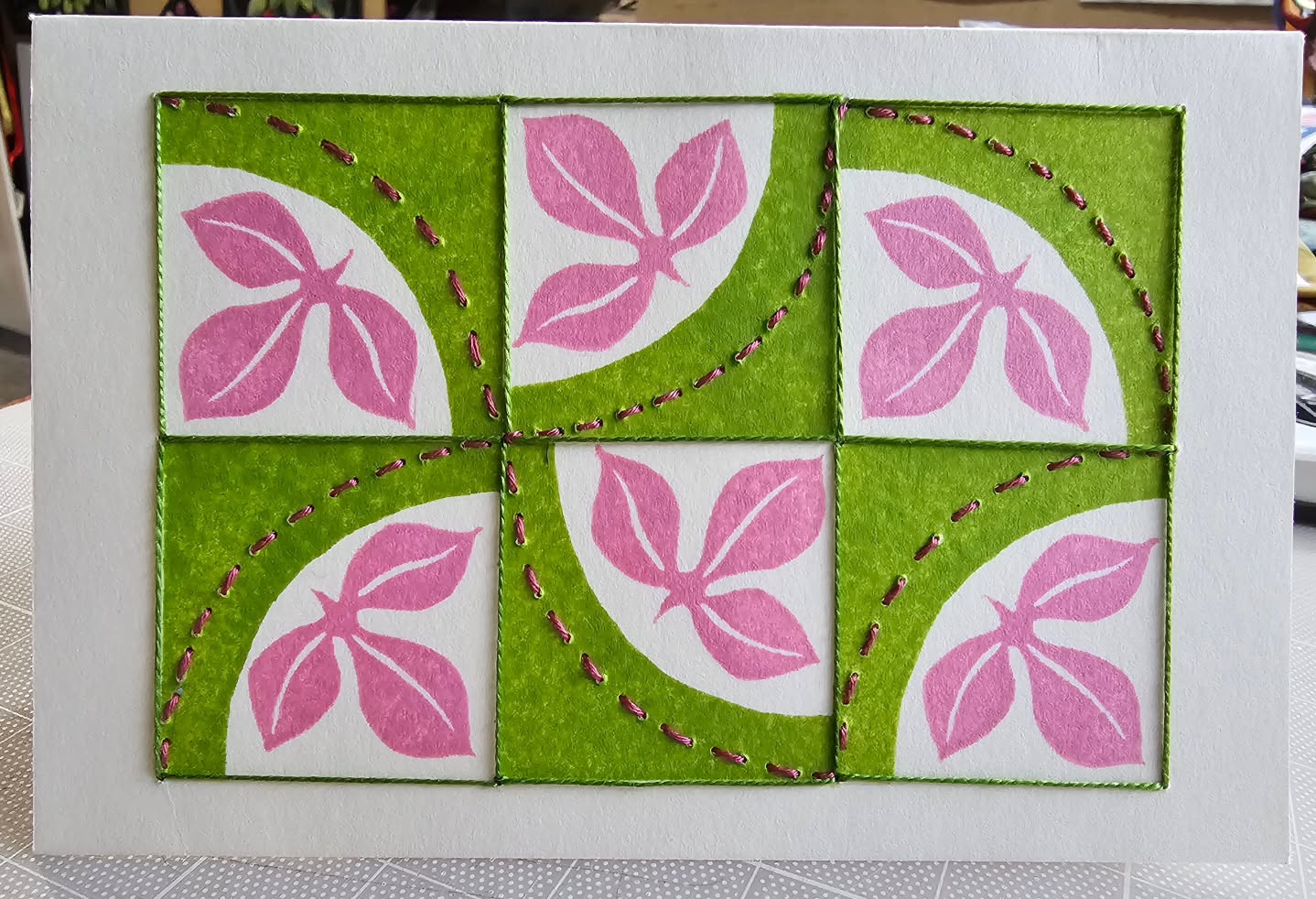 "Lush" is Day 2's prompt for #carvedecember
There is a meandering path in today's carve😊
I love to research the meaning of words and when I googled "Lush" I read the usual adjective meaning "rich, luxuriant growth".
However as I read further I came across a noun meaning - see 3rd image, lush was also a slang term for drunkard in the 1890s.
My thought process then went on a tangent as I vaguely remembered a quilt pattern called the Drunkards Path. I decided to try my own version in a #printandstitch... 😅 What do you think of my interpretation??
#artistatwork #textileartist #artquilter #mixedmediatextileartist #carvedecember2025 #carve #rubberstamp #stampandstitch #stamping #printmaking #handprinting #slowstitch #slowstitching #runningstitch #markmakingwithstitch #stitchasmarkmaking #contemporarystitch #surfacepattern #pattern #drunkardspath