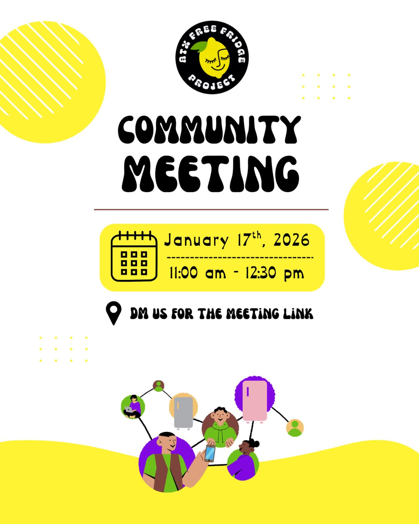 ✨Join our virtual community meeting this month! ✨
📅 when: saturday, 1/17 @ 11 am to 12:30 pm
📍 where: DM us for meeting link
Bring any questions, ideas, or thoughts you may have! Let’s build community and talk about all the exciting things ahead. We can’t wait to see you! 🍋 💛
#SolidarityNotCharity #ATX #Community #Austin