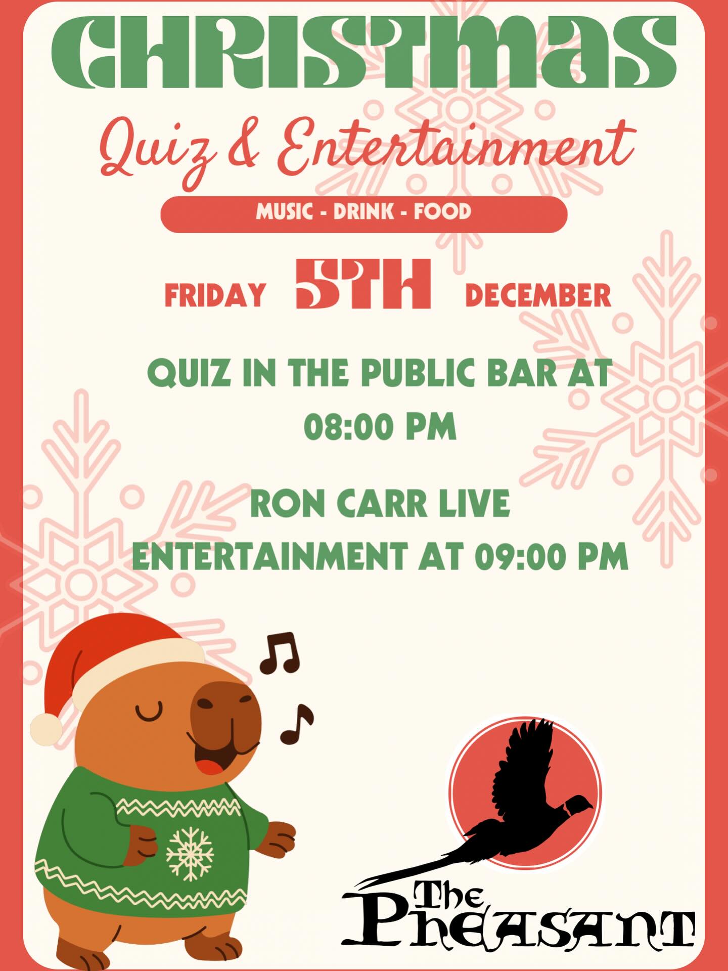 Join us on Friday for an evening of festive fun at The Pheasant! 🎄🎊