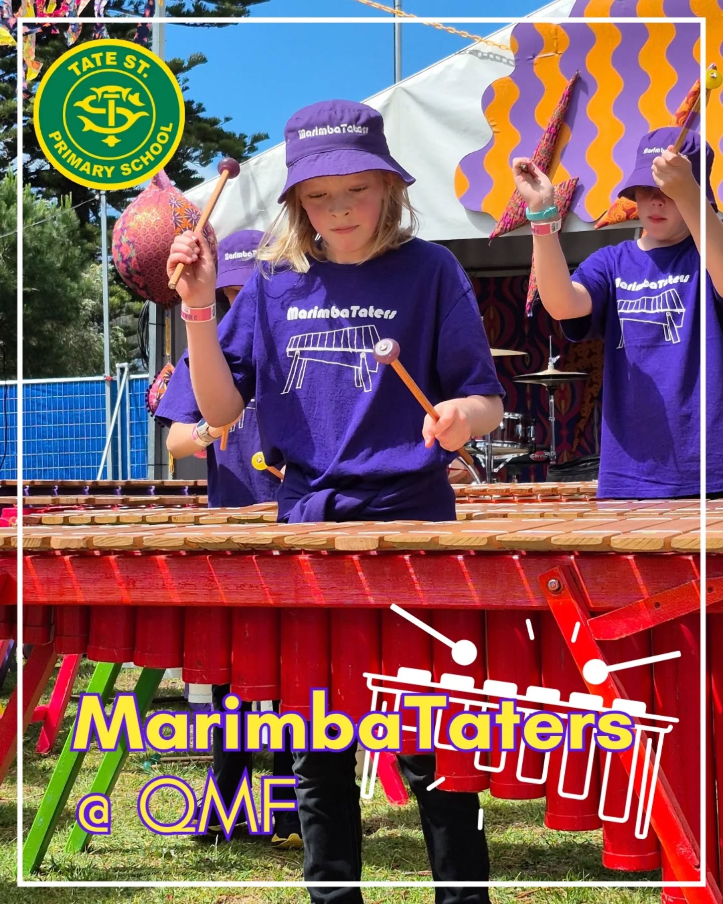 Another awesome weekend of performances for our MarimbaTaters at the Queenscliff Music Festival. With a performance and multiple interactive workshops, the members represented the band and Tate Street PS with maturity, pride and professionalism!
Thanks, as always, to Ms Dani Rocca and Mr Adam Burke for their incredible leadership, and to all of the families and teachers who supported the band on Saturday. Special shout-out to the departing Grade Sixes for whom this was their last public performance, you are amazing!
#queenscliffmusicfestival #marimbataters #qmf2025