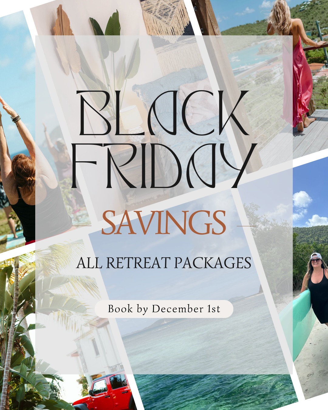 EXTENDED THRU GIVING TUESDAY!
Black Friday savings are officially here - Swipe to see!🌞
If you’ve been thinking about joining me in St. John in January 18–23, 2026, this is the perfect time — I’m offering two specials through December 1st, and we have three suites left that can be booked solo or shared with a friend.
This retreat blends adventure, rest, and connection in a way that helps you feel more present, more alive, and more like yourself again.
These are my final savings of the year, and retreat registration closes December 15th.
To snag Black Friday pricing, just submit your interest form by December 1st — it’s quick and no payment is needed yet.
Comment “BLACK FRIDAY” and I’ll DM you the link, or feel free to DM me directly.
