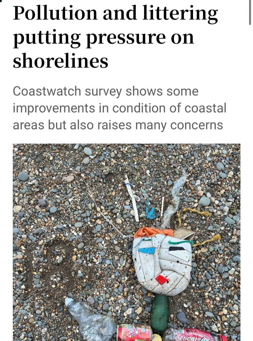 "The annual Coastwatch survey found while the number of discarded plastic drinks bottles has declined since the introduction of the deposit return scheme, other plastic rubbish is persisting or even increasing."
Check out the The Irish Times article on the range of results from our Annual Citizen Science Shore Survey!
Also! Reminder that tomorrow there will be more news on the 2025 Nitrates Derogations!
https://www.irishtimes.com/environment/2025/12/08/pollution-and-littering-putting-pressure-on-shorelines/