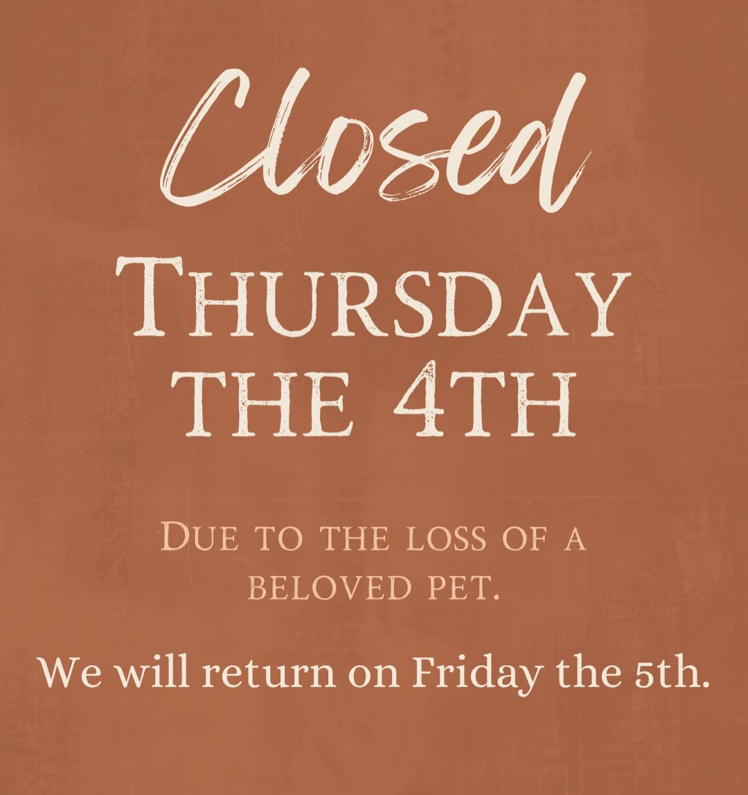 Weekenders will be closed today.
We're taking a moment to bid farewell to our dear Ollie (Aka Ollibollen, BIG, DohDoh).
❤️🐶🐾