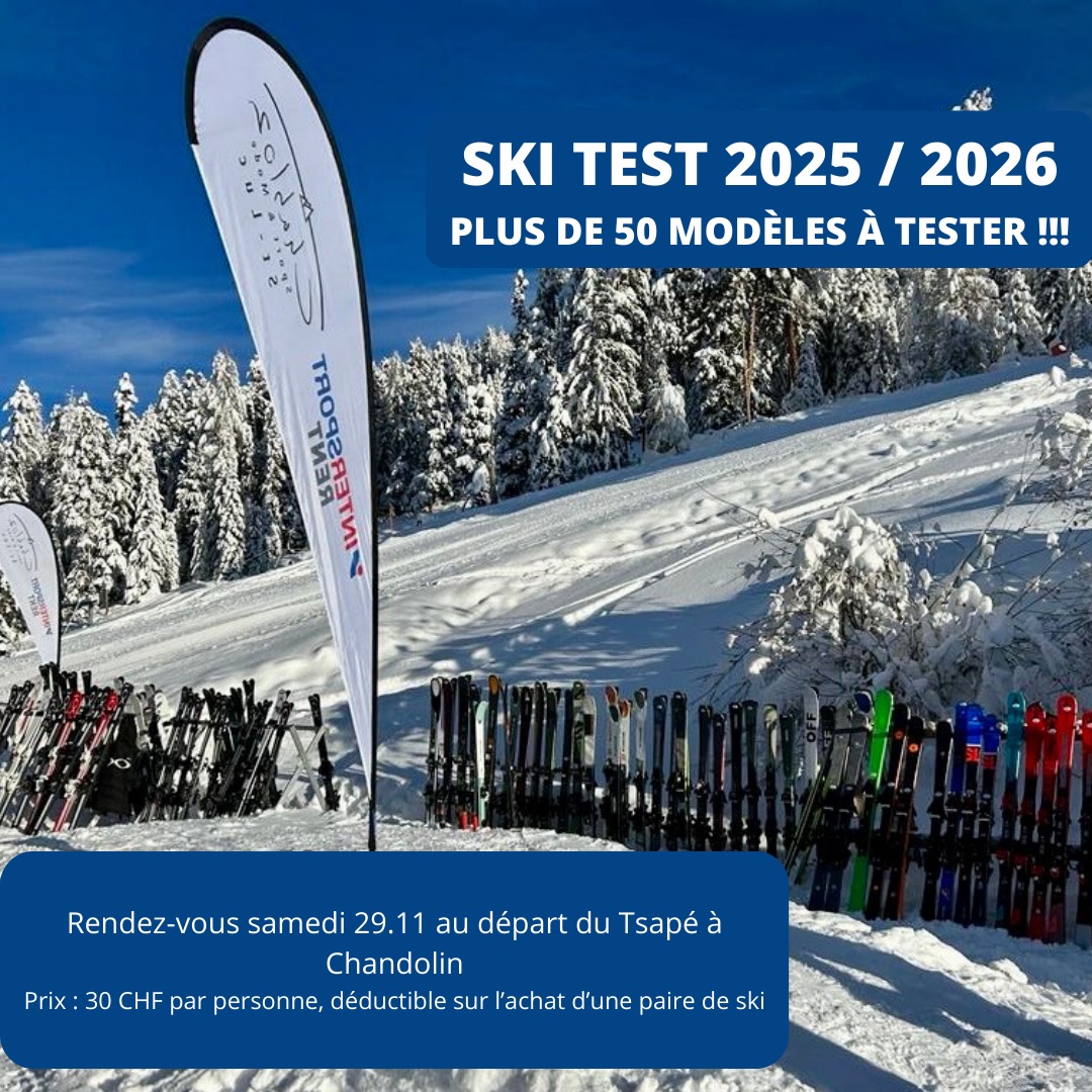 🎿 PRÉPAREZ-VOUS !
On vous présente en avant-première notre nouvelle collection de skis ce samedi matin lors de notre Ski Test !
🔥 Plus de 50 modèles disponibles de nos marques préférées: Atomic, AK Skis, Dynastar, Head, Faction, Fischer, K2, Kästle, OFF, XO, Völkl
📅 Samedi – 10h00
📍 Chandolin – départ du Tsapé
💸 30 CHF par personne, déductibles à l’achat d’une paire de skis
💬 Et profitez de nos conseils experts sur place : la team sera là pour vous guider et vous aider à trouver LE ski fait pour vous !
On se réjouit de vous voir nombreux pour une journée test pleine de sensations ! ⛷️✨
