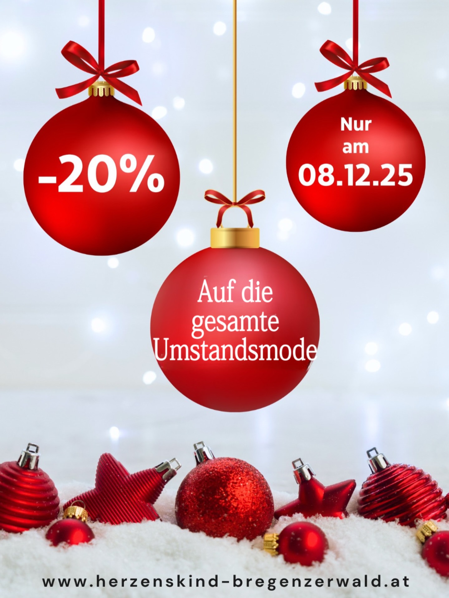 .
Christmas Shopping am 08.12.25!🎄
Nur an diesem Tag erhältst du -20 % auf die gesamte Umstandsmode❤️🎁
Komm vorbei und genieße unsere kleine Weihnachtsaktion - wir freuen uns auf euch!
#herzenskindbregenzerwald #babymode #kleinkindmode #weihnachtsaktion