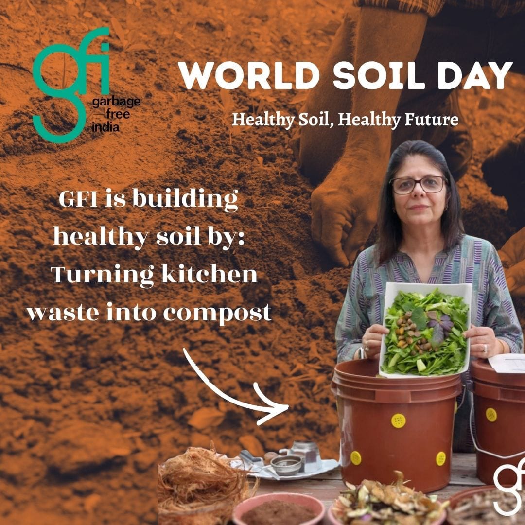 Let’s protect the soil that protects us.
Compost today for a greener tomorrow!
Healthy soil starts with responsible waste habits every peel, leaf, and leftover can nourish the earth instead of harming it.
#WorldSoilDay #HealthySoilHealthyLife #CompostingForClimate #SoilRestoration #GFI #GarbageFreeIndia #OrganicWasteManagement #SustainableLiving #EarthCare #GreenTomorrow #MyParaMyPride #MajhaZiradMajhaAbhiman