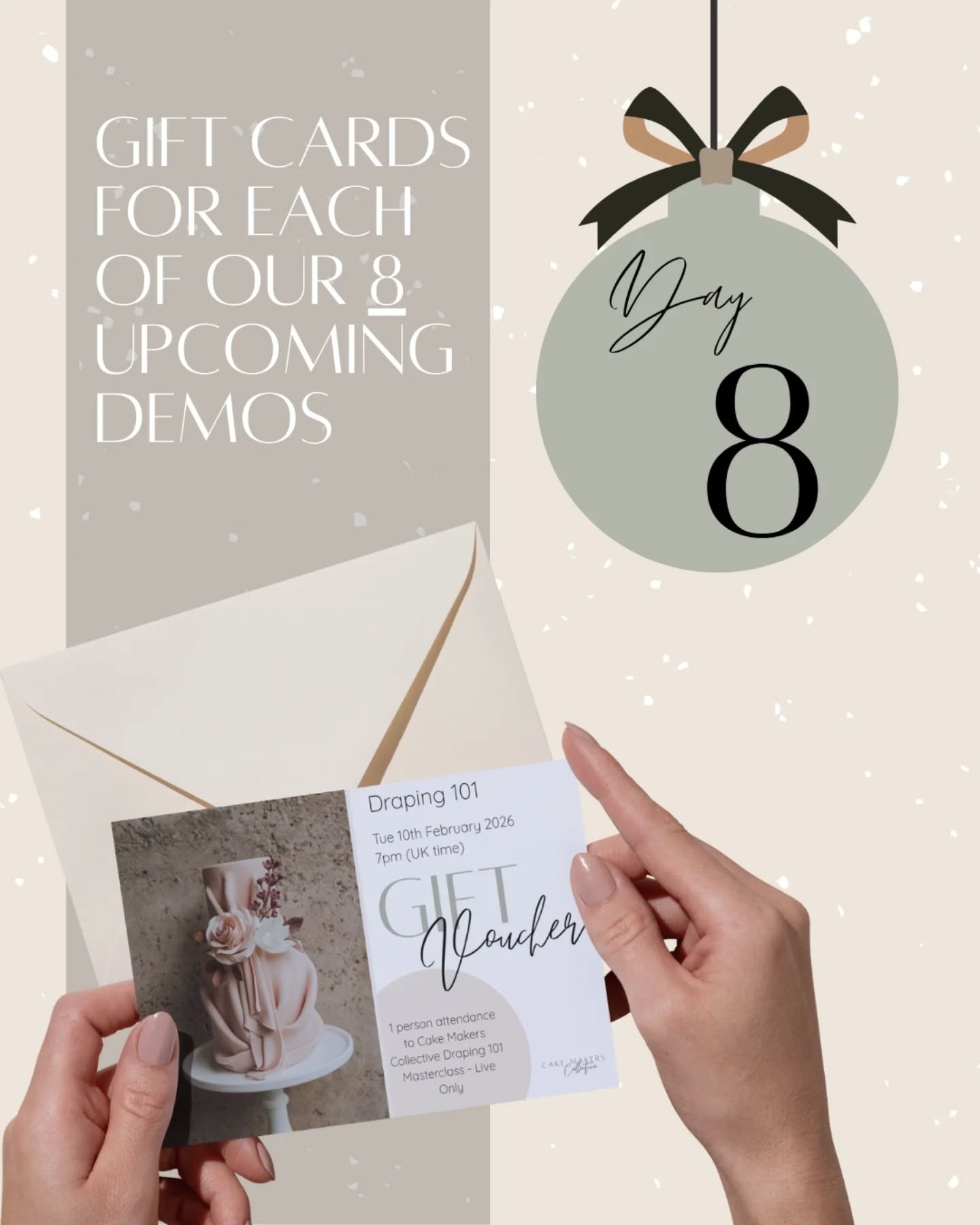 On the eighth day of Christmas CMC gave to me...
The perfect stocking filler for those budding bakers.
You can now select a gift option when you purchase an online demonstration and receive a lovely digital gift voucher to print off or send as a gift to any baking enthusiasts out there.
Comment GIFT and we will send you the link to browse all 8 of our upcoming demos
And Bakers, tag someone who is still looking for your gifts and let them know which demo you would love from the big man.