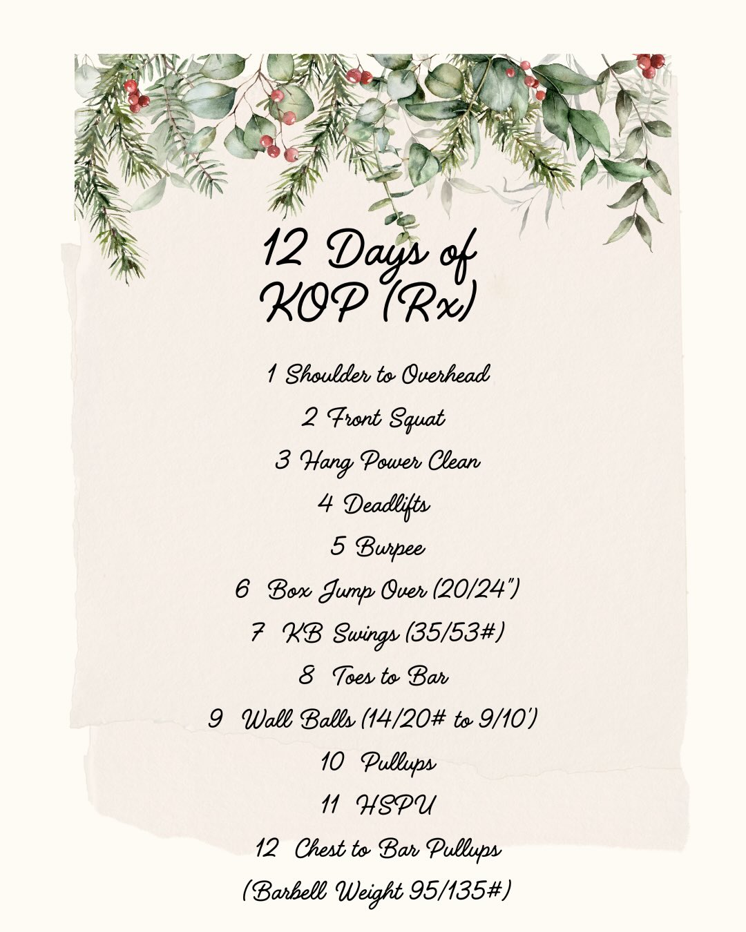 Join us Christmas Eve from 9:00am-12:00pm!! 🎄🎅
.
.
4 different versions of the workout are available. Mix and match to match your skill level. A bodyweight only version is available to do at home or if you are traveling without any equipment!!
.
.
Rolling Heats will be begin at 9:00am and the last heat of the workout will be finished and complete by 12:00PM.