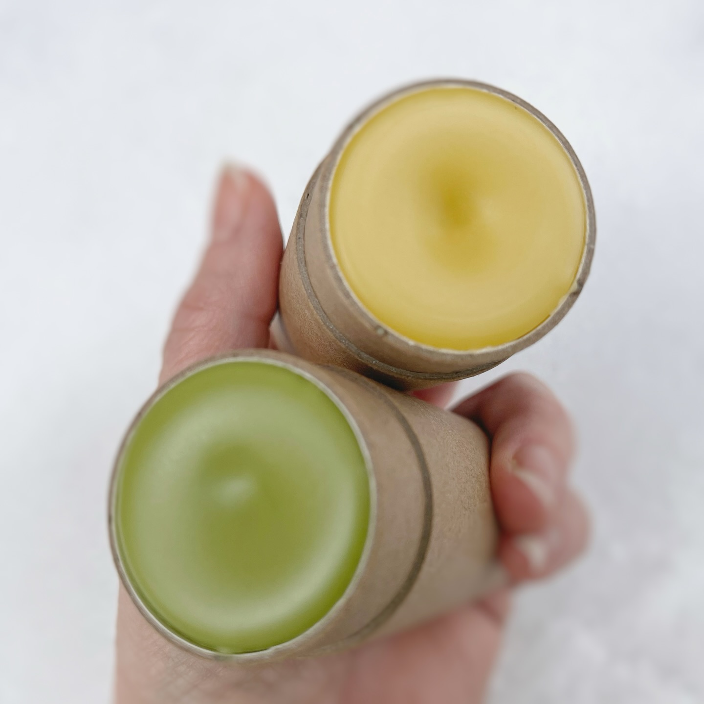 Skin balms are a simple and cost effective way to care for your skin during the cold dry months of winter. Just think lip balm but a bigger stick for a bigger area! The balsam balm (yellow) and green stick balm (well, yes it’s green) contain organic fair trade shea butter, deeply moisturizing oils, and beeswax - along with some amazing botanical plant extracts that soothe and heal painful winter skin and smell amazing doing it! Tubes are compostable and biodegradable Kraft paper with plant-based wax liner, which means less plastic in landfills or contributing to overwhelmed recycling processes. #wekuskowild #skinbalm #organicskincare #winterskincare #dryskin #ecofriendlypackaging
