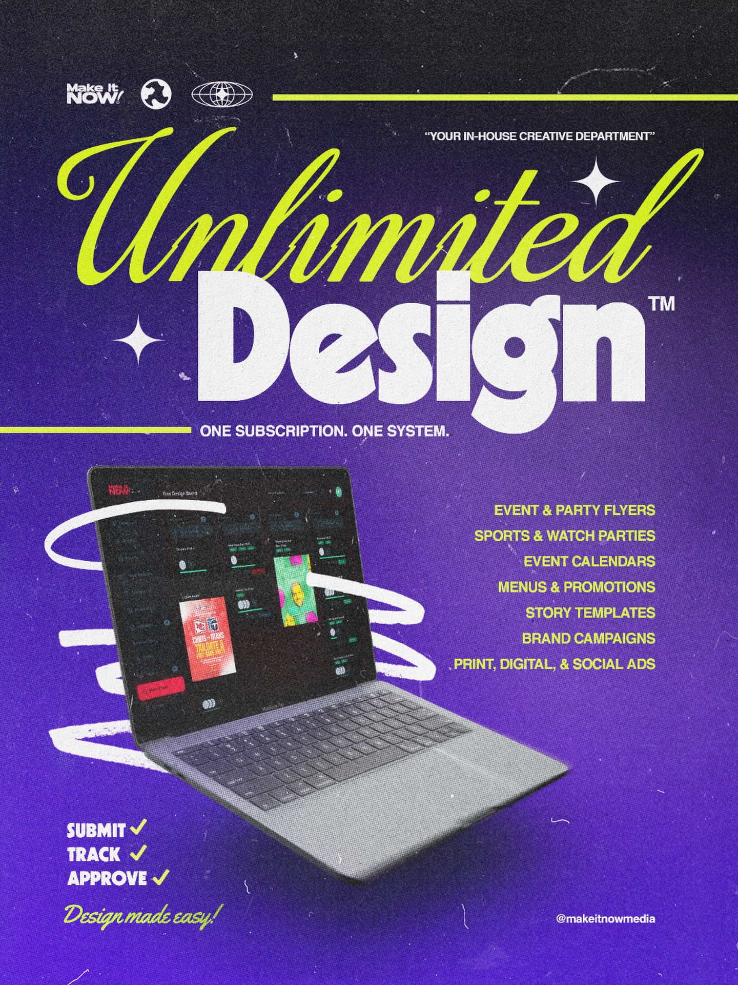 Times are changing. We built an all-in-one system so venues, brands, & agencies can request, track, approve, and keep it moving. Our unlimited design system handles the creative load so you can focus on running the show‼️
Lock in your 2026 spot NOW 🔒