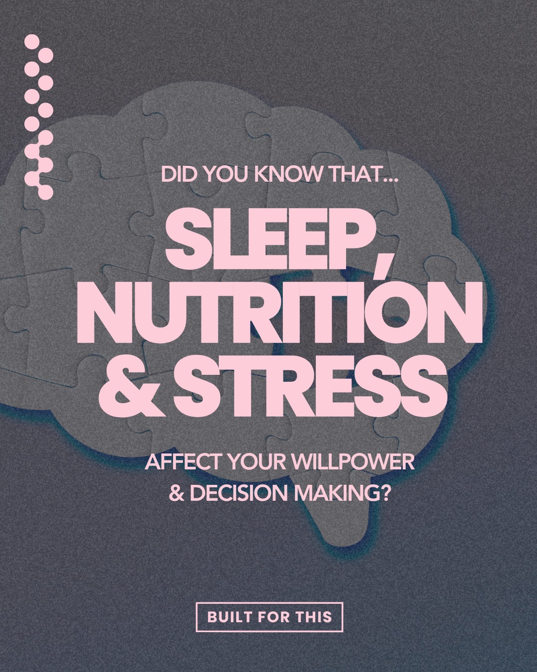 Built For This Breakdown: At the end of the day, you're emotionally drained. Work has you stressed, putting the kids to bed makes your bedtime run later, and you can't help but dive into that box of cookies after dinner.
Everyone blames willpower. But the real issue is your prefrontal cortex, the part of your brain responsible for discipline, self-control, and decision-making.
When youâre stressed, under-slept, or under-fueled⊠your prefrontal cortex literally goes offline.
Hereâs what actually happens:
1. High stress increases cortisol, which:
- Reduces activity in the prefrontal cortex
- Makes cravings feel more intense
- Increases emotional eating
- Heightens reward-seeking (sugar, carbs, alcohol)
2. Poor sleep causes:
- Lower prefrontal cortex activation
- Higher ghrelin (increased hunger)
- Lower leptin (makes it hard to feel satisfied after a meal)
- Stronger cravings for quick energy foods (think sugar)
- Worse self-control
Thatâs why after a bad night of sleep you want carbs all day.
3. Skipping meals, low protein, or high-sugar foods cause:
- Spike and crash blood sugar
- Disrupt the brain's energy supply
- Reduce the PFCâs ability to make disciplined choices
- Increase impulse eating
Your brain needs steady fuel to stay in control.
So if youâve felt âout of controlâ with food lately?
Itâs not because youâre weak. Itâs because your brain doesnât have what it needs to REGULATE hunger, cravings, and decisions.
Support your prefrontal cortex by...
- Sleeping 7-9 hours
- Eating protein at every meal
- Managing stress (easier said than done!)
- Avoiding long gaps between meals
- Staying hydrated
- Strength training regularly
When your brain is supported, your hunger finally makes sense AND your choices get so much easier. đ
DM us FITNESS for online and in-person coaching plans.