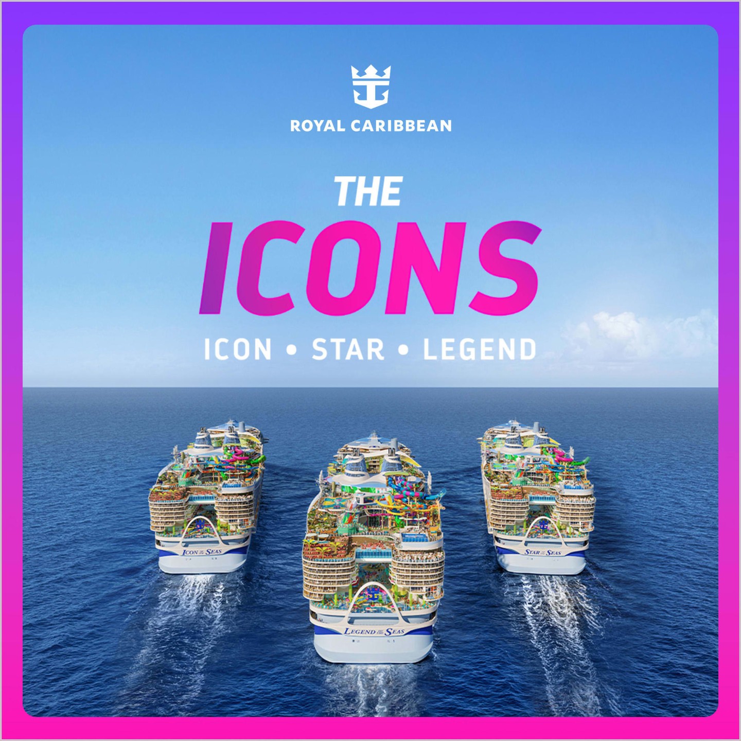 Level up your family time on Royal Caribbean. The Icons feature Icon, Star, and Legend of the Seas, charting 21 destinations and memories you’ll brag about forever.
Ready to sail? Contact me at book@cloud44travel.com today and tag your squad.