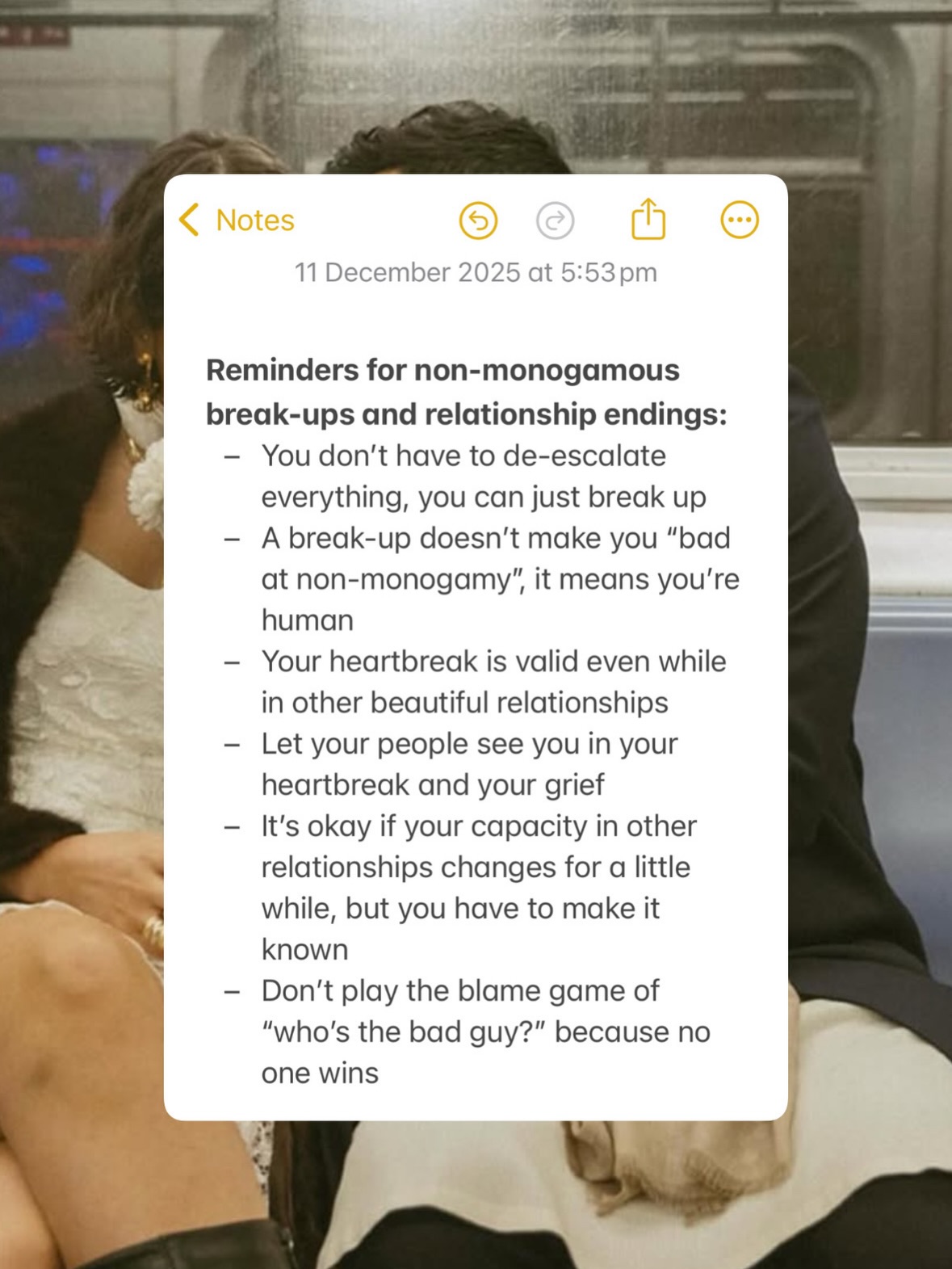 While we’re deep in break-up season, I also have to give some love to my non-monog folks who are truly doing some of the boss levels of heartbreak. I always say it’s not for the faint of heart because while there’s so much room for love and joy, there also has to be just as much room given for grief and heartbreak. Such is being human and being a human in multiple deep connections ❤️🩹