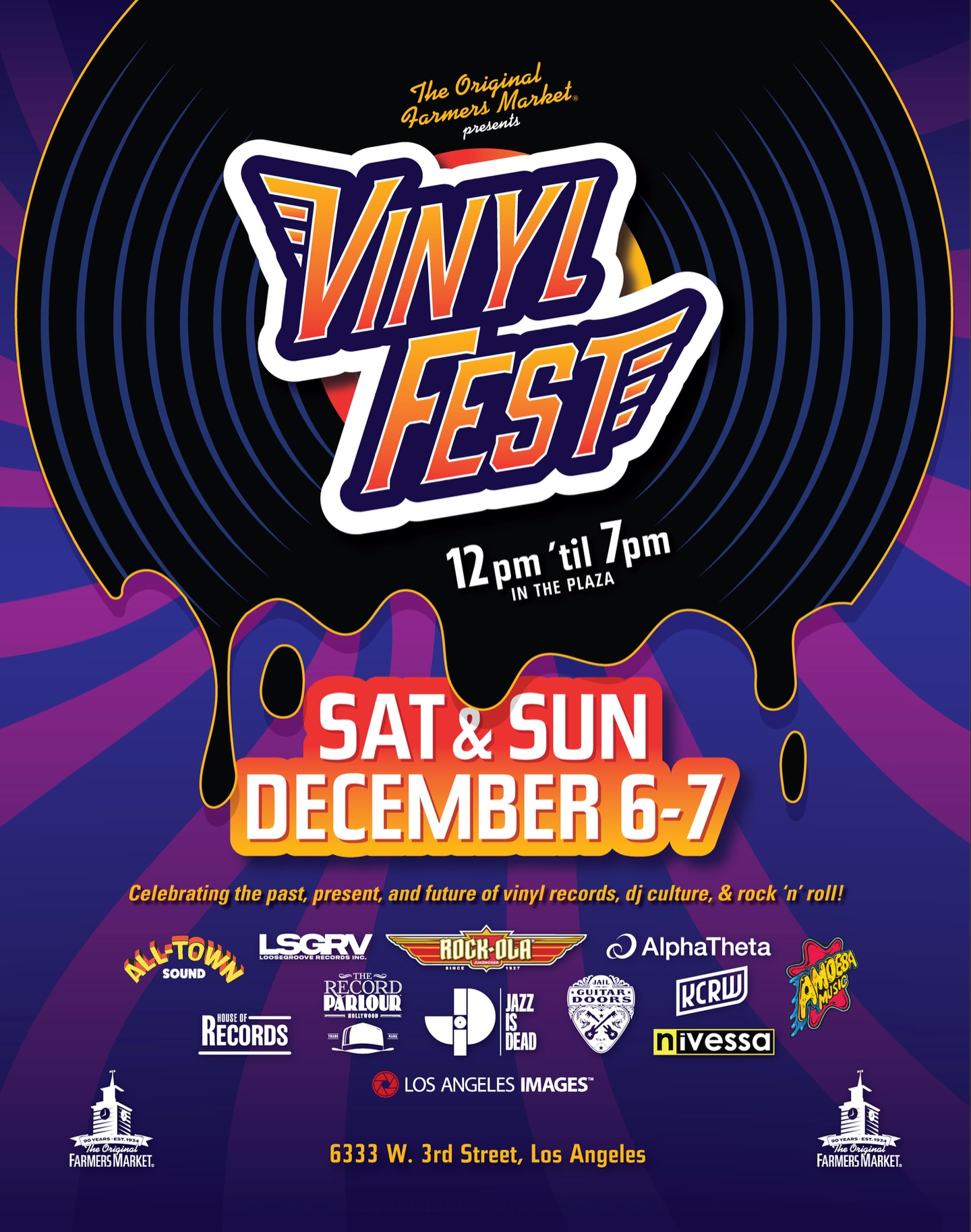JGD is back this year at VinylFest at the @farmersmarketla
đ
Our table will be there Sunday from 12â7pmâšđ Clock Tower Plaza
Celebrate vinyl, DJ culture, and classic rock & roll with a day of music, creativity, and a touch of holiday magic. There will be record dealers, music labels, merch, live DJs & more all weekend long.
Stop by to check out our table, shop some JGD merch, and enter our guitar raffle!