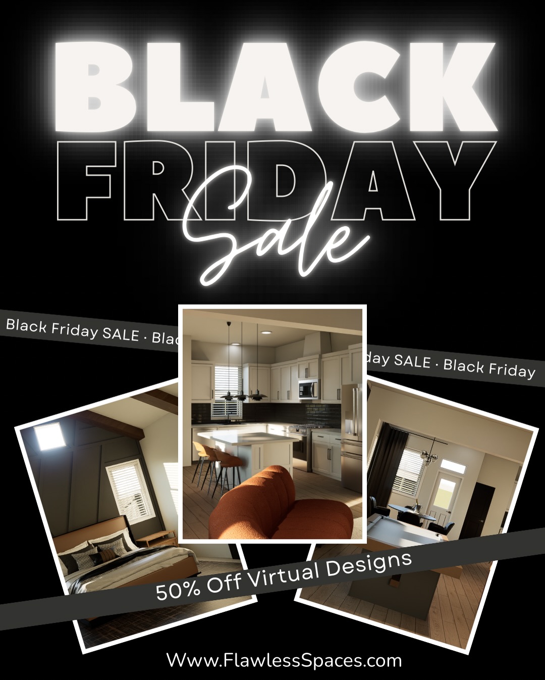 I did a thing 👀✨
To celebrate Black Friday + Cyber Monday, I’m giving you 50% OFF my Virtual Design Services (Residential Only) through December 2nd!
If you’ve been wanting to upgrade your space but don’t know where to start… this is literally the sign.
What you get:
🖤 Mood board curated to your style (One revision round to make it perfect)
🖤 Custom 3D Rendering
🖤 Shop-ready links
🖤 Color & décor guidance
Let’s design your dream space without you leaving the couch 🛋️🤳🏽
Sale ends Dec 2nd. Don’t wait!
Go to FlawlessSpaces.com to submit a contact form.
#flawlessspaces #virtualinteriordesign #blackfriday #cybermonday #virtualdesign
