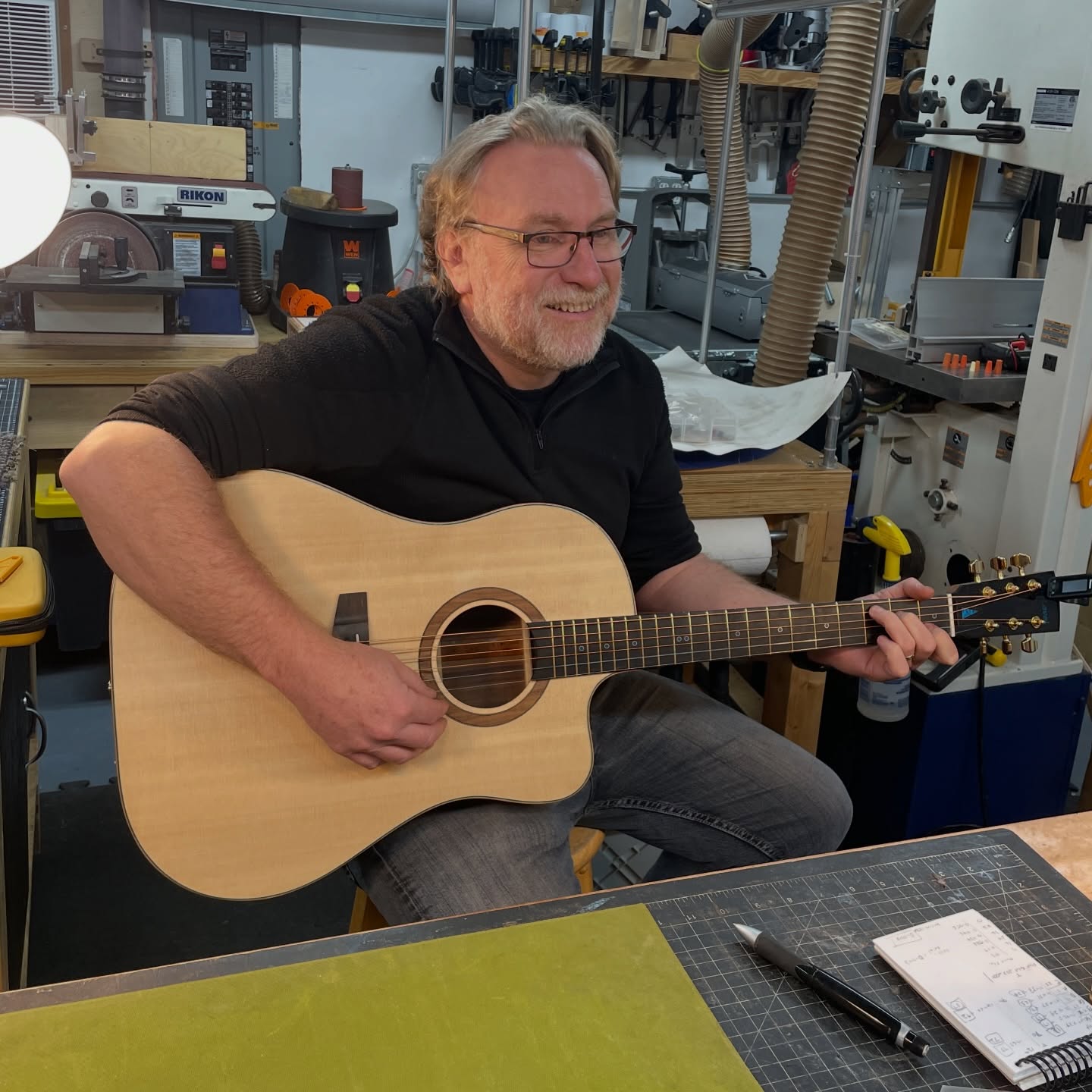Mike’s cutaway dreadnought is complete! Closeups coming soon (there are some really nice details on this one).