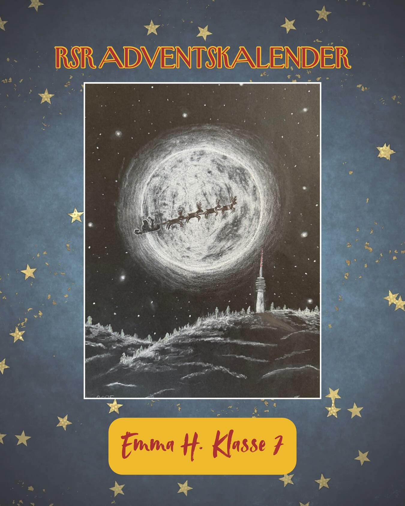Der Weihnachtsmann fliegt über die Hornisgrinde vor dem leuchtenden Vollmond – Türchen 20 von Emma. Ein beeindruckendes Kunstwerk!
#rsrachern #achern #adventskalender