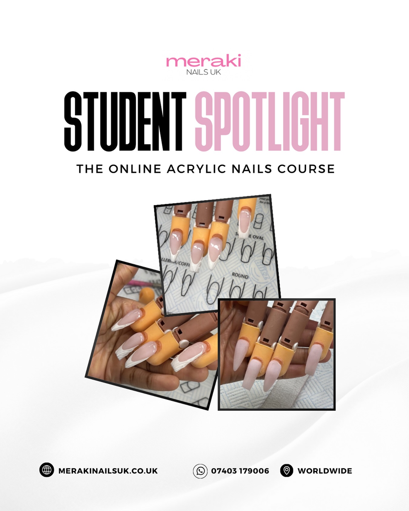 Congrats to Alberta, another qualified nail tech on the Online Acrylic Nails Course 🏅She joined as a beginner and now ready to take the next step in her nail career 💕
✨ 𝐖𝐡𝐚𝐭 𝐘𝐨𝐮 𝐆𝐞𝐭 𝐚𝐭 𝐌𝐞𝐫𝐚𝐤𝐢 𝐍𝐚𝐢𝐥𝐬 𝐔𝐊 ✨
💗 𝐀𝐜𝐜𝐫𝐞𝐝𝐢𝐭𝐞𝐝 𝐎𝐧𝐥𝐢𝐧𝐞 𝐀𝐜𝐫𝐲𝐥𝐢𝐜 𝐍𝐚𝐢𝐥𝐬 𝐂𝐨𝐮𝐫𝐬𝐞
Learn acrylics from home, qualify and start your nail business with ease. 100% online & self-paced with pre-recorded videos & accredited certificate included
💗 𝐀𝐜𝐫𝐲𝐥𝐢𝐜 𝐬𝐭𝐚𝐫𝐭𝐞𝐫 𝐧𝐚𝐢𝐥 𝐤𝐢𝐭
Created by a nail tech for nail techs. Save time and the cost of buying individually with this essential acrylic nail kit, that combines quality and affordability!
💗 𝐍𝐚𝐢𝐥 𝐬𝐮𝐩𝐩𝐥𝐢𝐞𝐬
Restock anytime with monomers, acrylic powders & mini kits available
💗 𝐅𝐑𝐄𝐄 𝐠𝐮𝐢𝐝𝐞𝐬
Sign up to the mailing list and get a free guide on the product and equipment essentials you need, how to start your nail business & more
𝐀𝐥𝐥 𝐚𝐯𝐚𝐢𝐥𝐚𝐛𝐥𝐞 𝐯𝐢𝐚 𝐭𝐡𝐞 𝐥𝐢𝐧𝐤 𝐢𝐧 𝐭𝐡𝐞 𝐛𝐢𝐨
💌 Have a question? Send a message via DM, WhatsApp or email