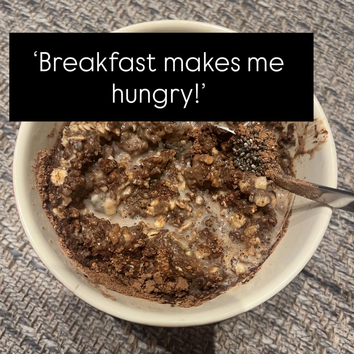 âBreakfast makes me hungryâ
I hear it all the time, often the people saying it are then eating late into the evening but wanting to change their health. If they could have a decent breakfast I think theyâd be surprised.
What I think is happening is a blood sugar response. Winter is made for porridge, but for some of us we get a boost and then a dip. If we go for a run or to train soon after eating then thatâs useful (on the boost!) but if weâre heading to work itâs not conducive to concentration and focus because weâre in a dip when we get there. With the exercise of course we need to refuel too.
Try some porridge boosts:
Chia seeds
Flax seeds
Berries
Nuts
Natural yoghurt
In the end it could be more of them and less porridge, your body & mind will let you know what works.
Let me know if breakfast makes you hungry!
Message me to book a free call or have a chat if you think you might want to get help in Dec or Jan.
#runner #breakfast #porridge #winter