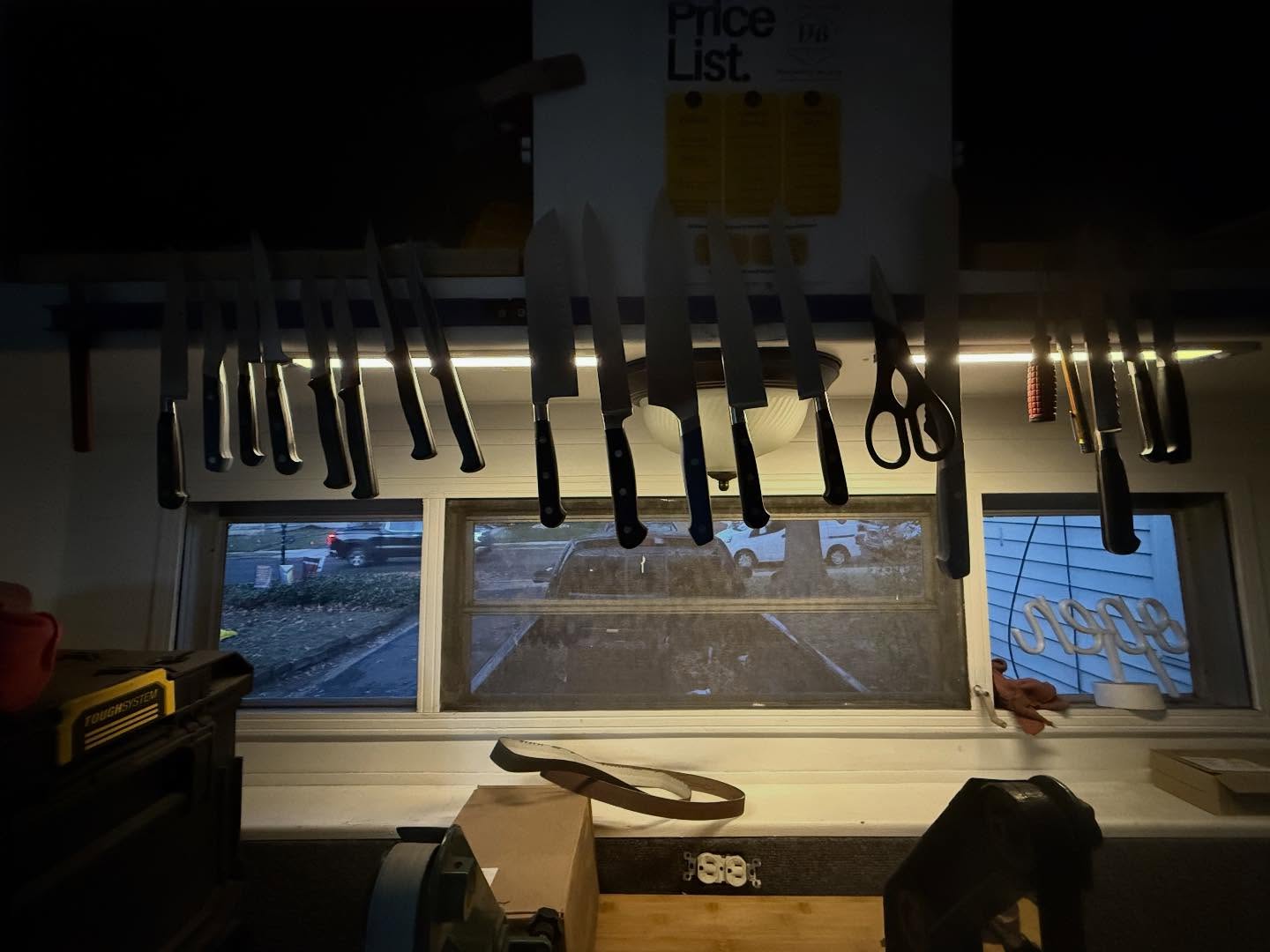 We’ve been busy all day sharpening at home for our customers! Thanks for the support everyone! We have a drop off box at our home that anyone can use at their convenience. Get your knives sharpened before the holidays approach!