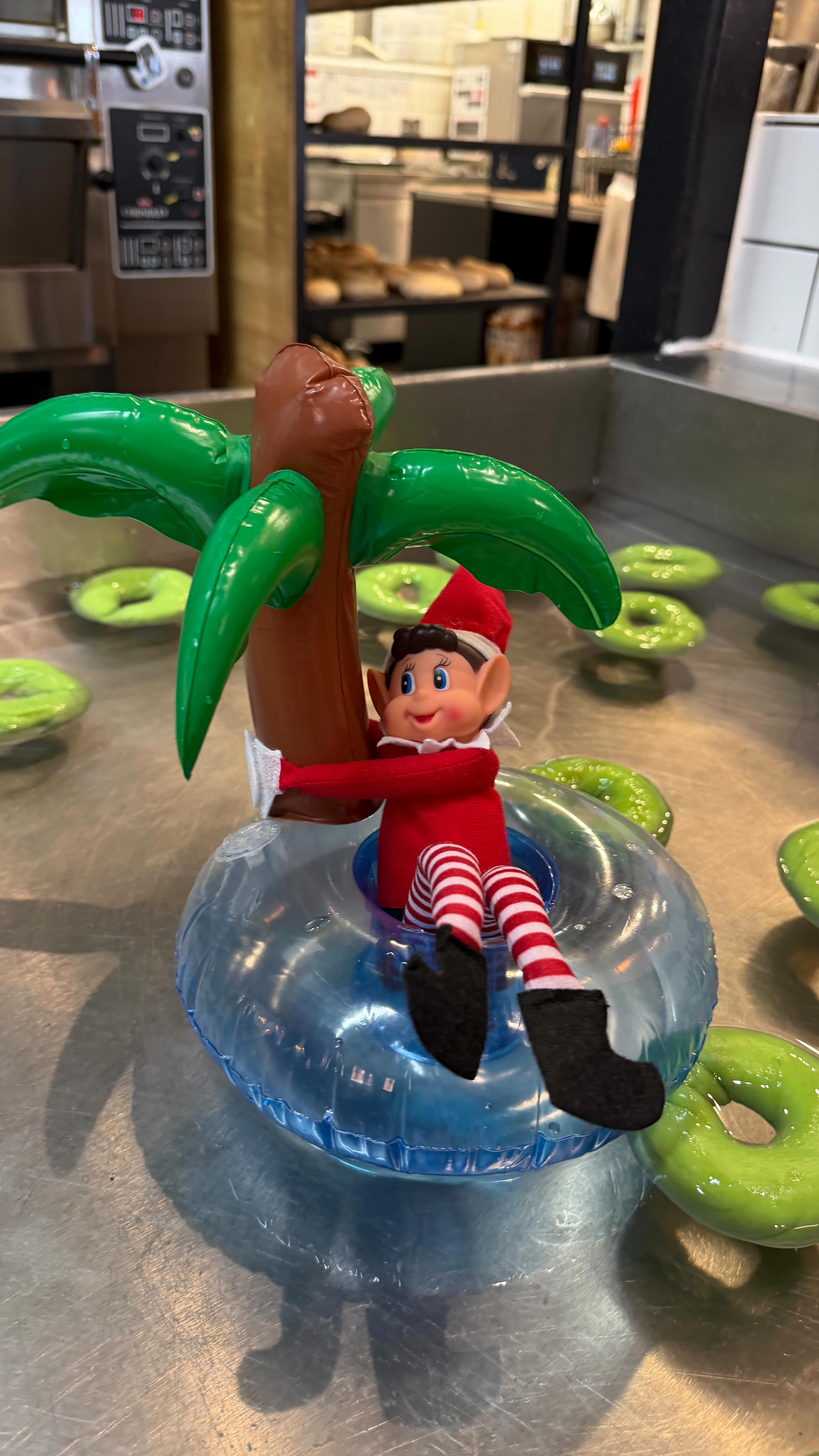 Uh oh… the elf got confused and turned our bagels GREEN 💚😱
At least the pool party looked like fun! 🎉👏
#elfontheshelf #christmas #elf #christmasfun #worklife