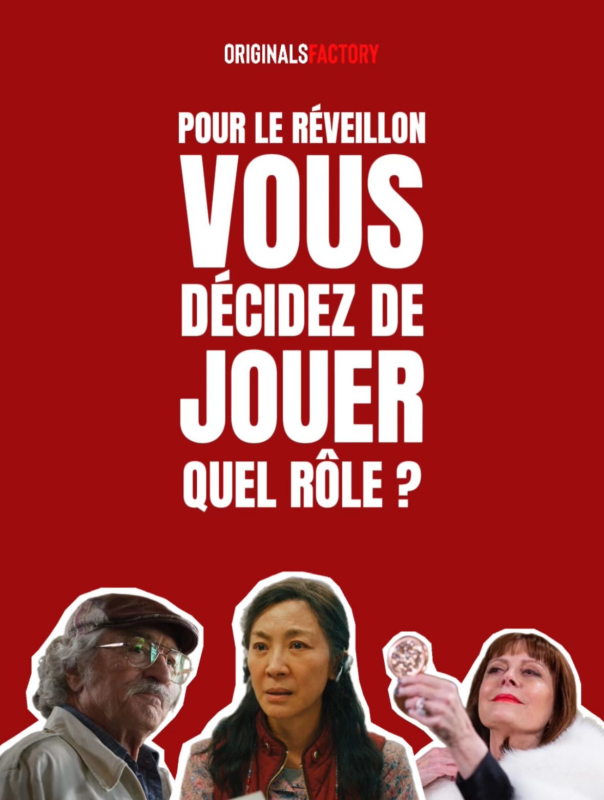 Peu importe le rôle que vous jouez ou celui que l’on vous a donné, ORIGINALS FACTORY vous souhaite de très belles fêtes de fin d’année ! 🥂
ORIGINALS FACTORY, un film à offrir en VoD à chacun...
