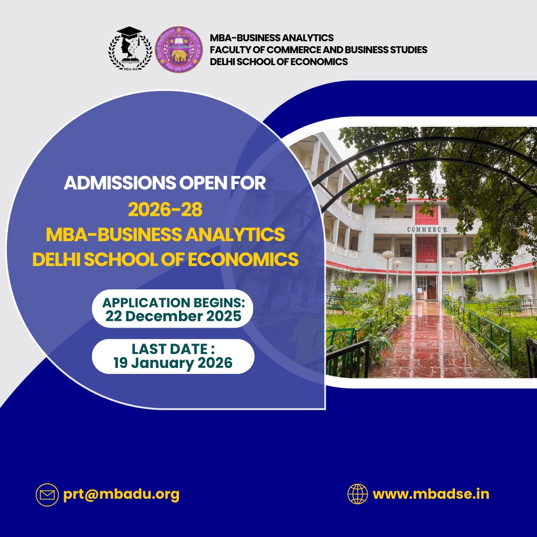 Admissions to MBA Business Analytics at DSE for 2026-28 have begun!
Looking to join Business Analytics in Delhi School of Economics.
Don't miss out on this chance to start your journey at DSE.
Click the link in bio to join now
#delhischoolofeconomics #dse #mba #BusinessAnalyticsLife #admissions #cat2024 #newjourney #career #education
