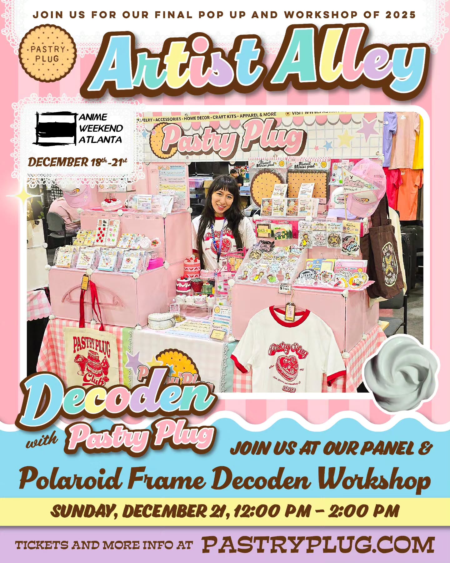 @animeweekendatlantaofficial HERE WE COME! 📢 We are super excited to be a part of this year's Artist Alley (booth 1527) and we are also hosting a workshop/panel! 🎨 Learn the history of decoden and create your own art! Tickets to the workshop/panel are available in bio! 🎨🎂 *Workshop/panel tickets are only available to AWA convention attendees!*