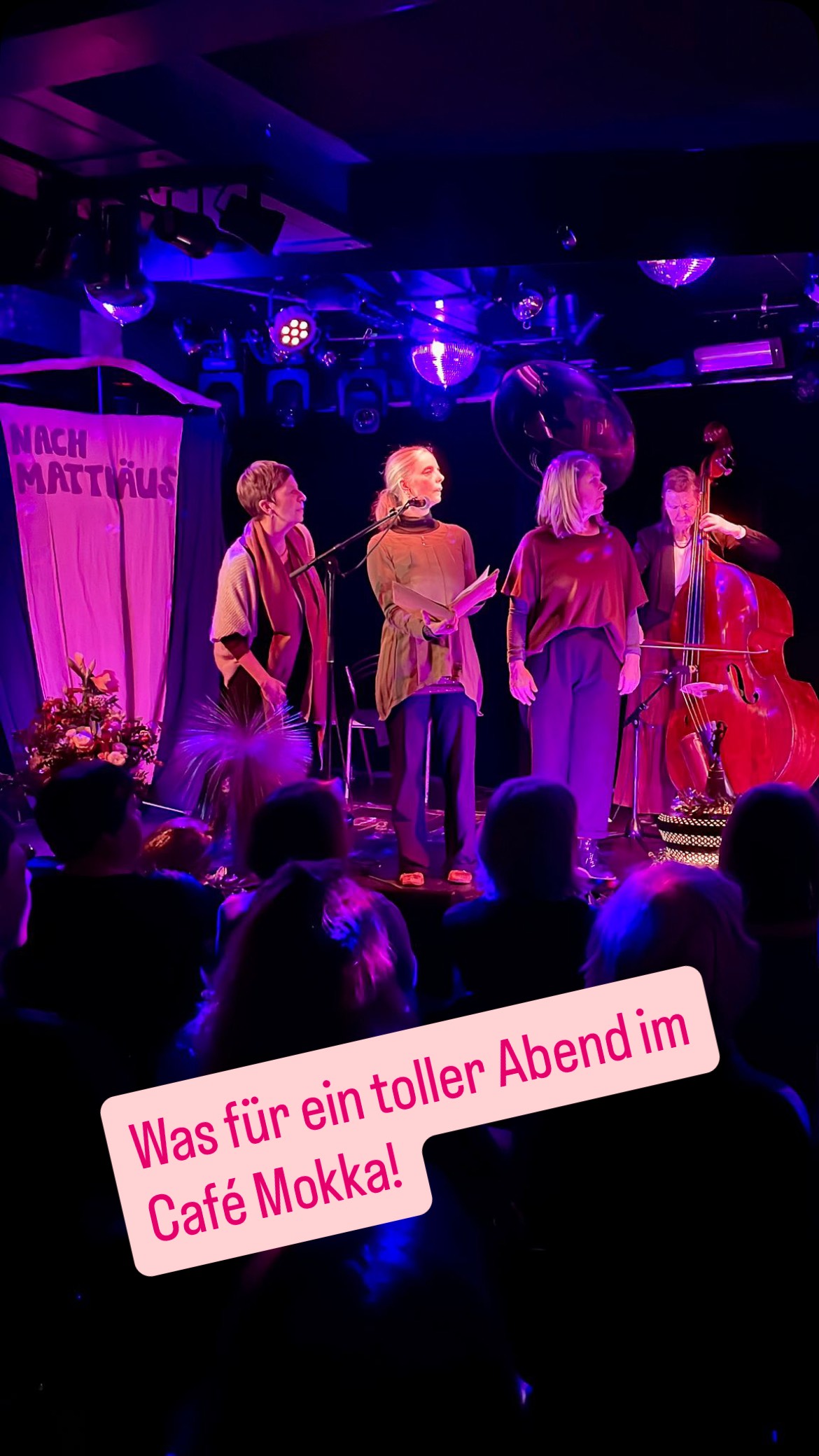 ✨ Voll bis auf den letzten Platz – was für ein Abend!
💛 Danke, Café Mokka!
Die femXmas-Reise geht weiter:
⭐️13. Dez – Luzern, ⭐️16. Dez - Bern, ⭐️ 20. Dez - St.Gallen
#femXmas #cafebarmokkathun #LivePerformance #Weihnachtsstimmung #frauenpower